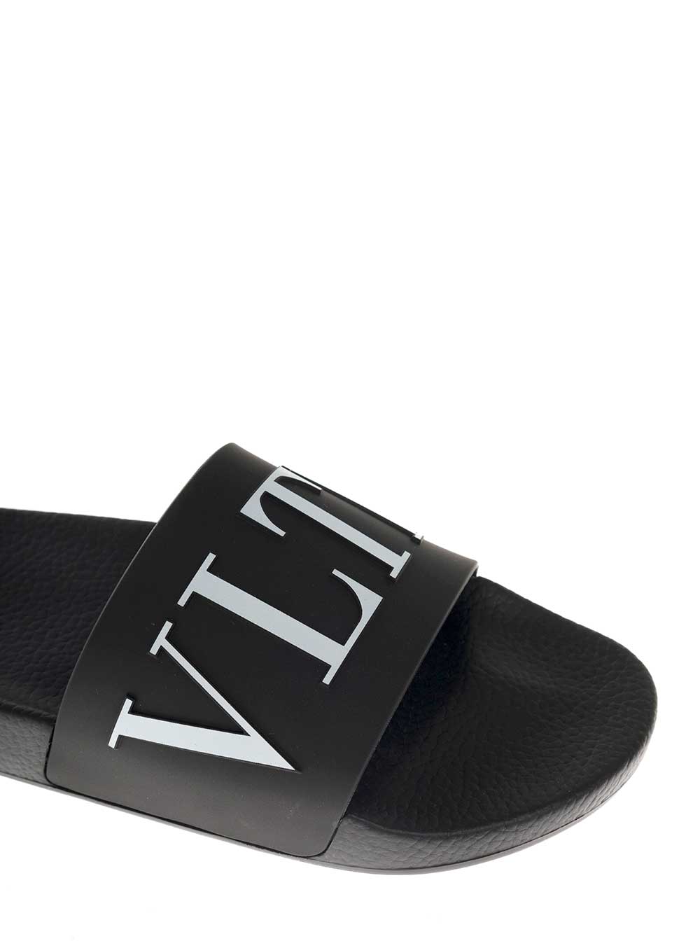 VALENTINO GARAVANI VALENTINO GARAVANI MANS BLACK RUBBER SLIDE SANDALS WITH LOGO