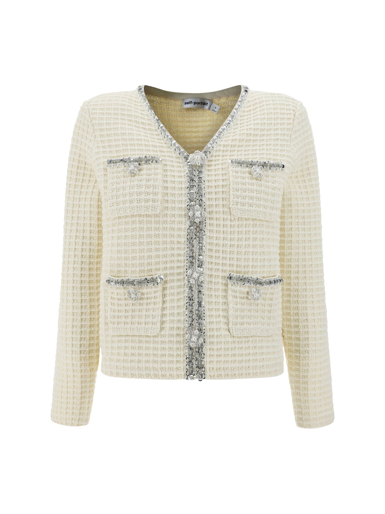 SELF-PORTRAIT CRYSTAL EMBELLISHED KNIT CARDIGAN