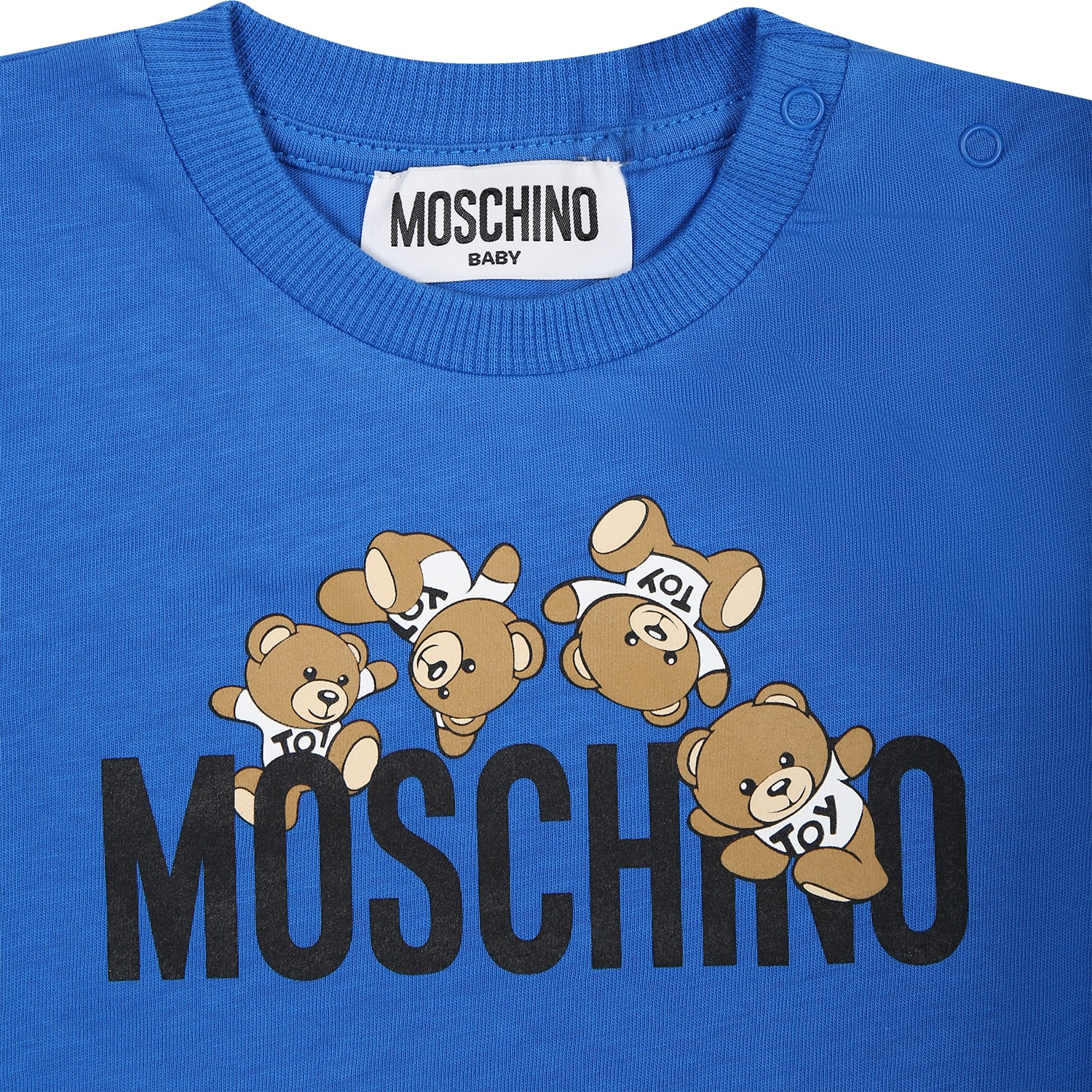 Shop Moschino Blue T-shirt For Baby Boy With Teddy Bears And Logo