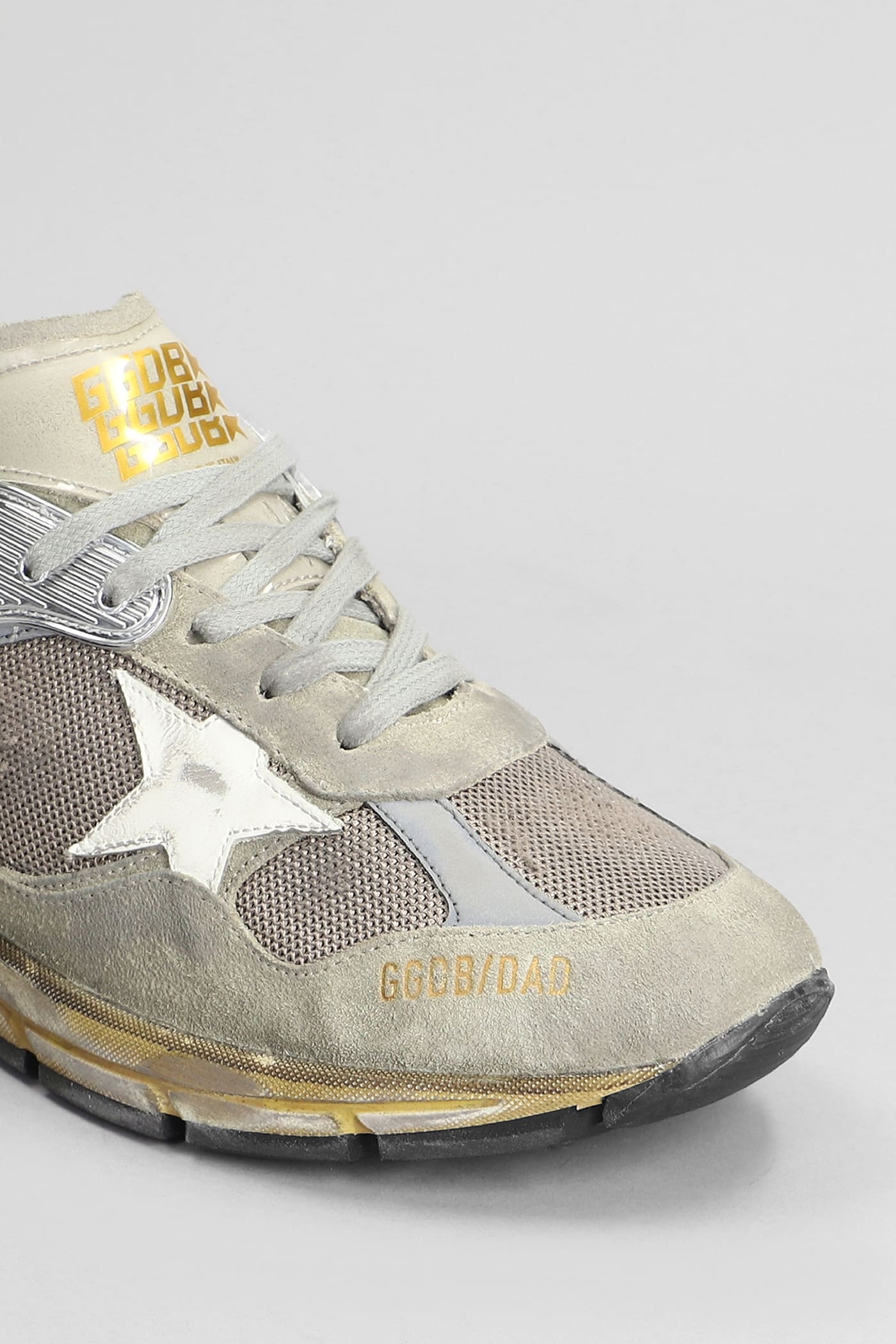 Shop Golden Goose Running Sneakers In Taupe Suede And Fabric