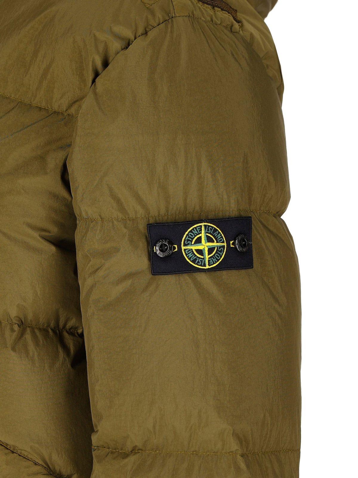 Shop Stone Island Junior Compass-motif Hooded Jacket In Military Green