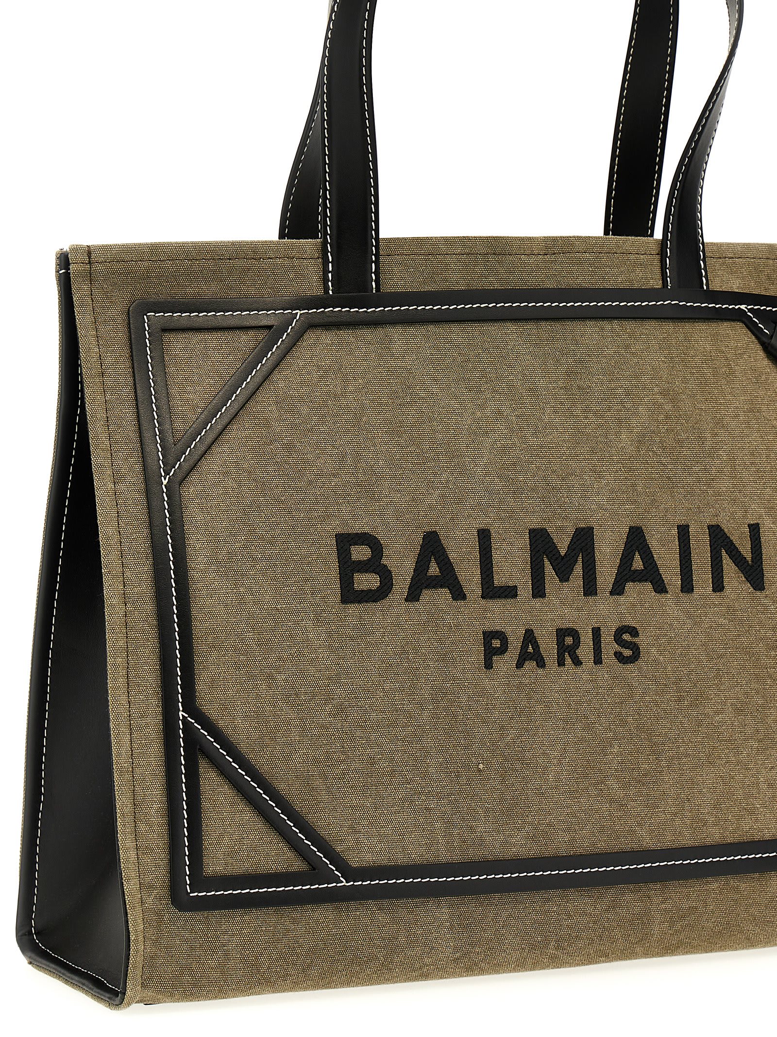 Shop Balmain B-army Shopping Bag In Green