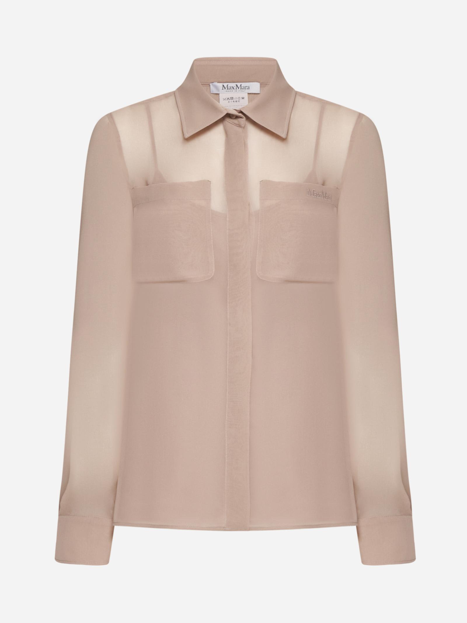 Shop Max Mara Ercole Silk Shirt In Powder