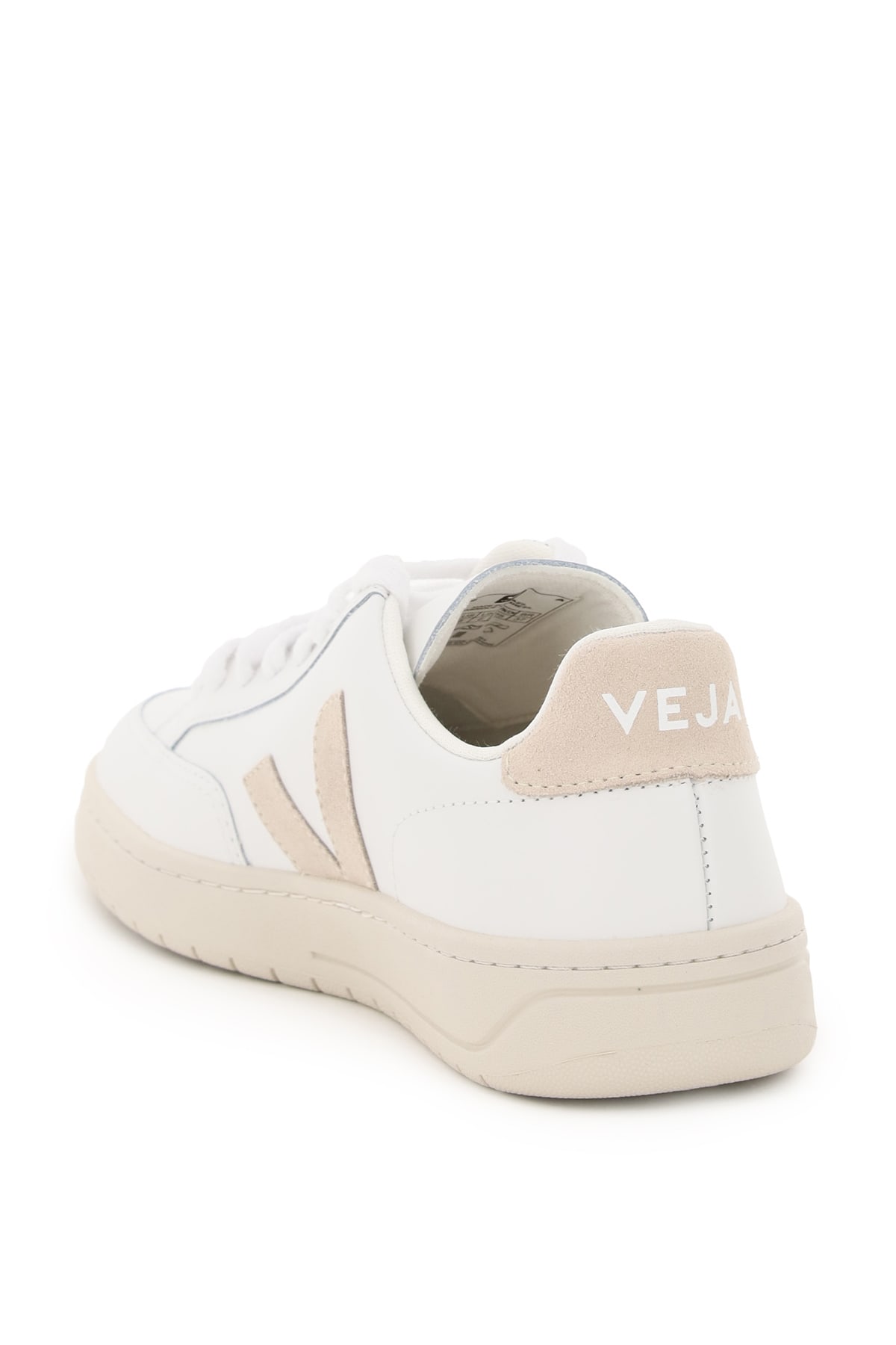 Shop Veja Leather V-12 Sneakers In Extra White Sable (beige)