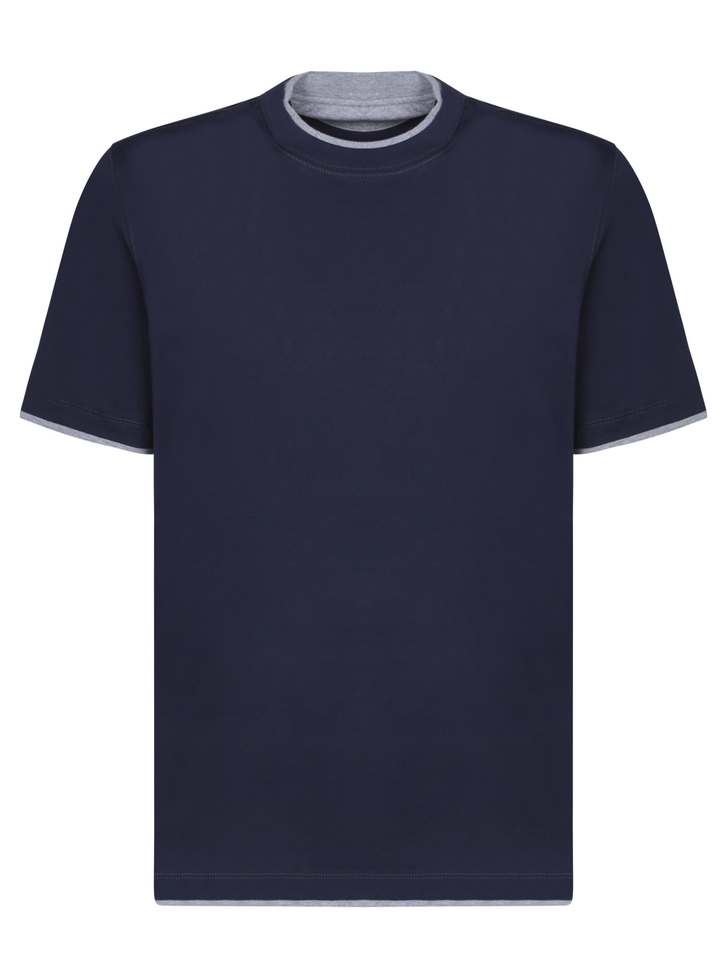 Shop Brunello Cucinelli Contrastind Edges Blue T-shirt