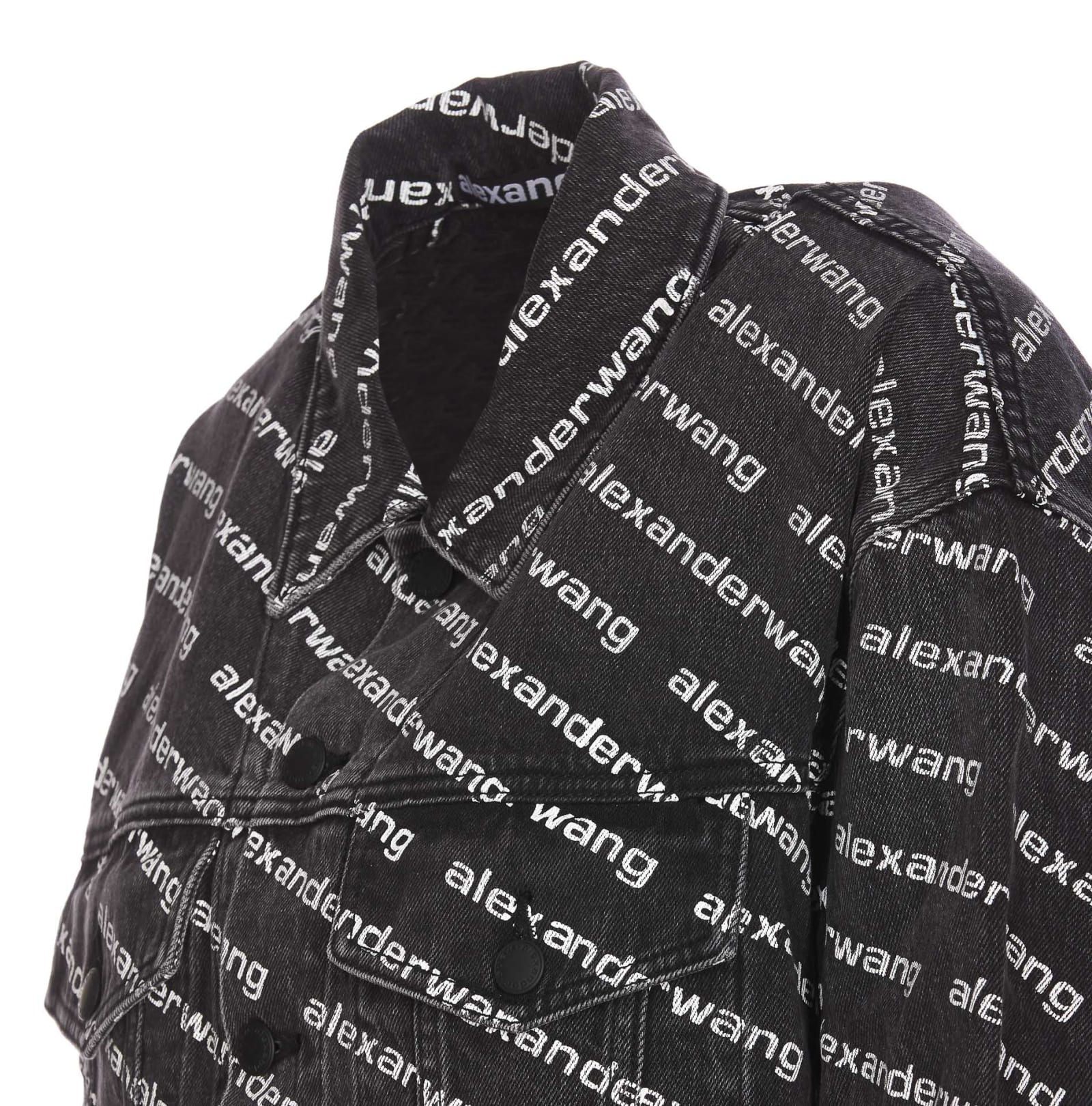 Shop Alexander Wang All Over Logo Jacket In Grey