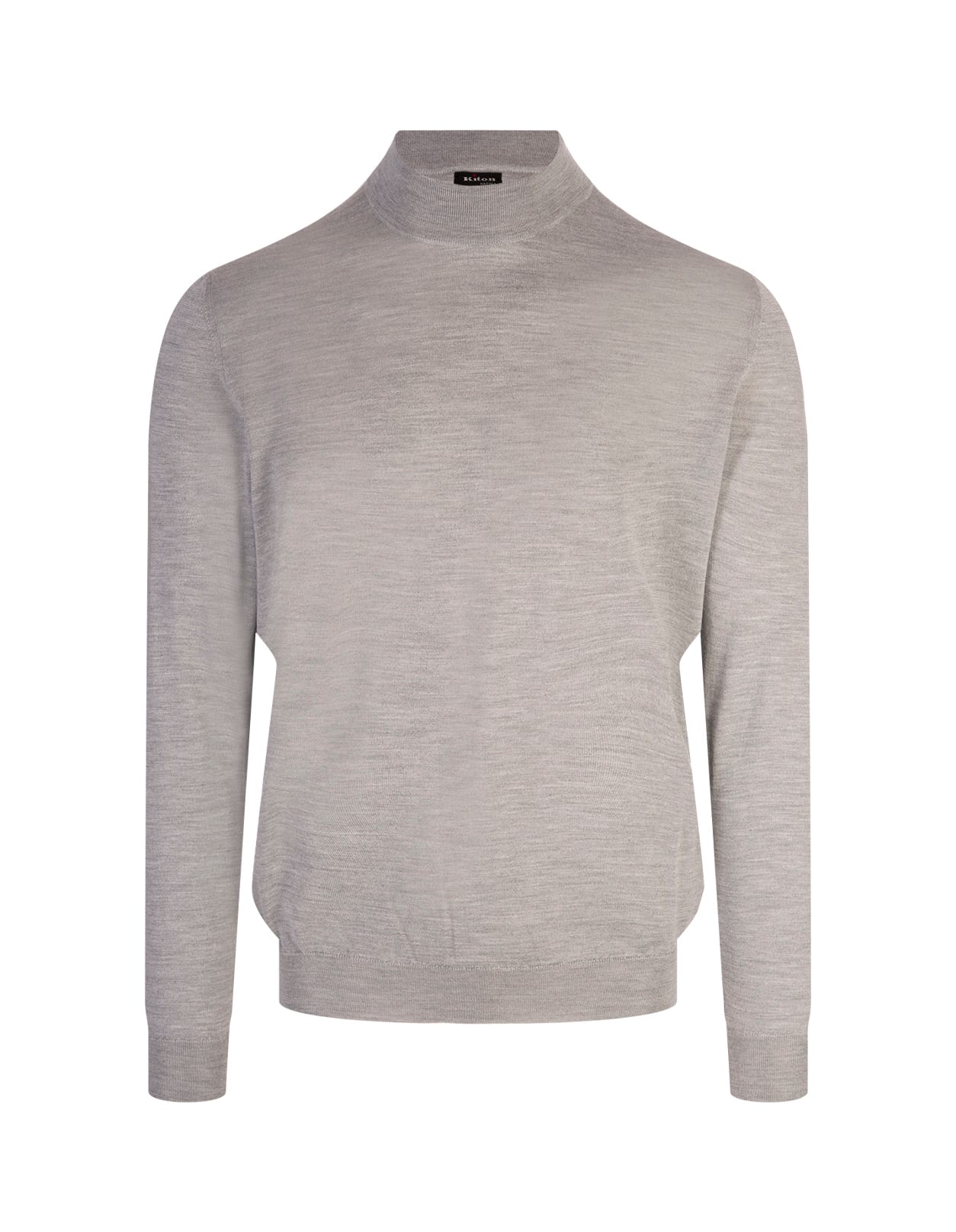 Grey Silk And Cashmere Mock-neck Pullover