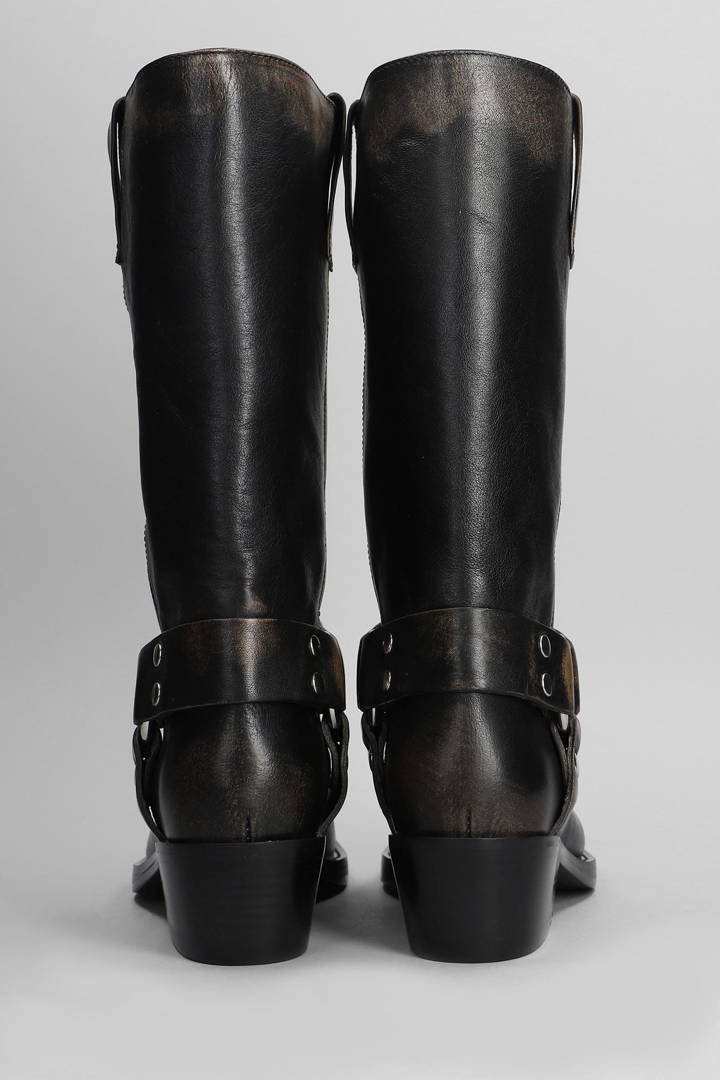 Paris Texas Roxy Boot Texan Boots In Black Leather In Multi