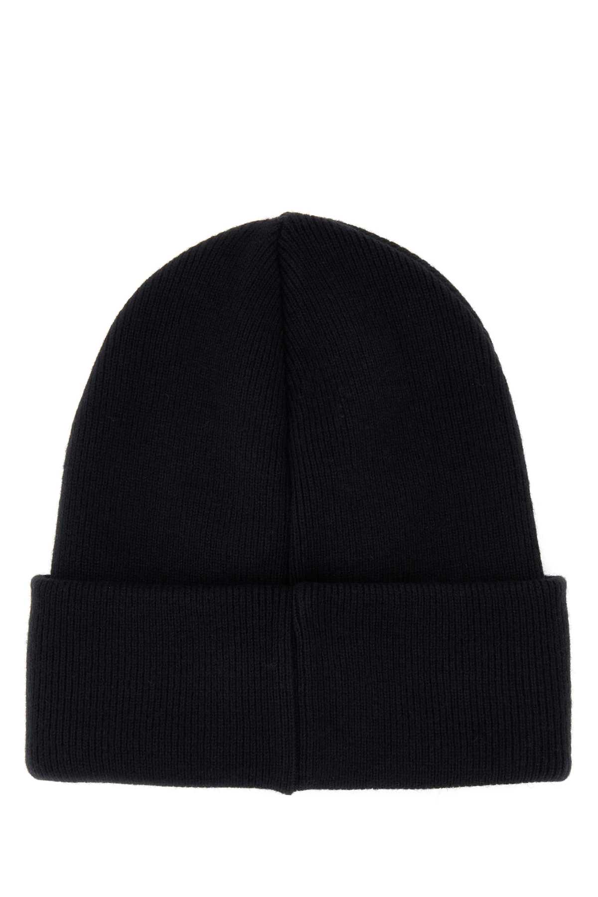 Dsquared2 Black Wool Beanie Hat In Blackwhite