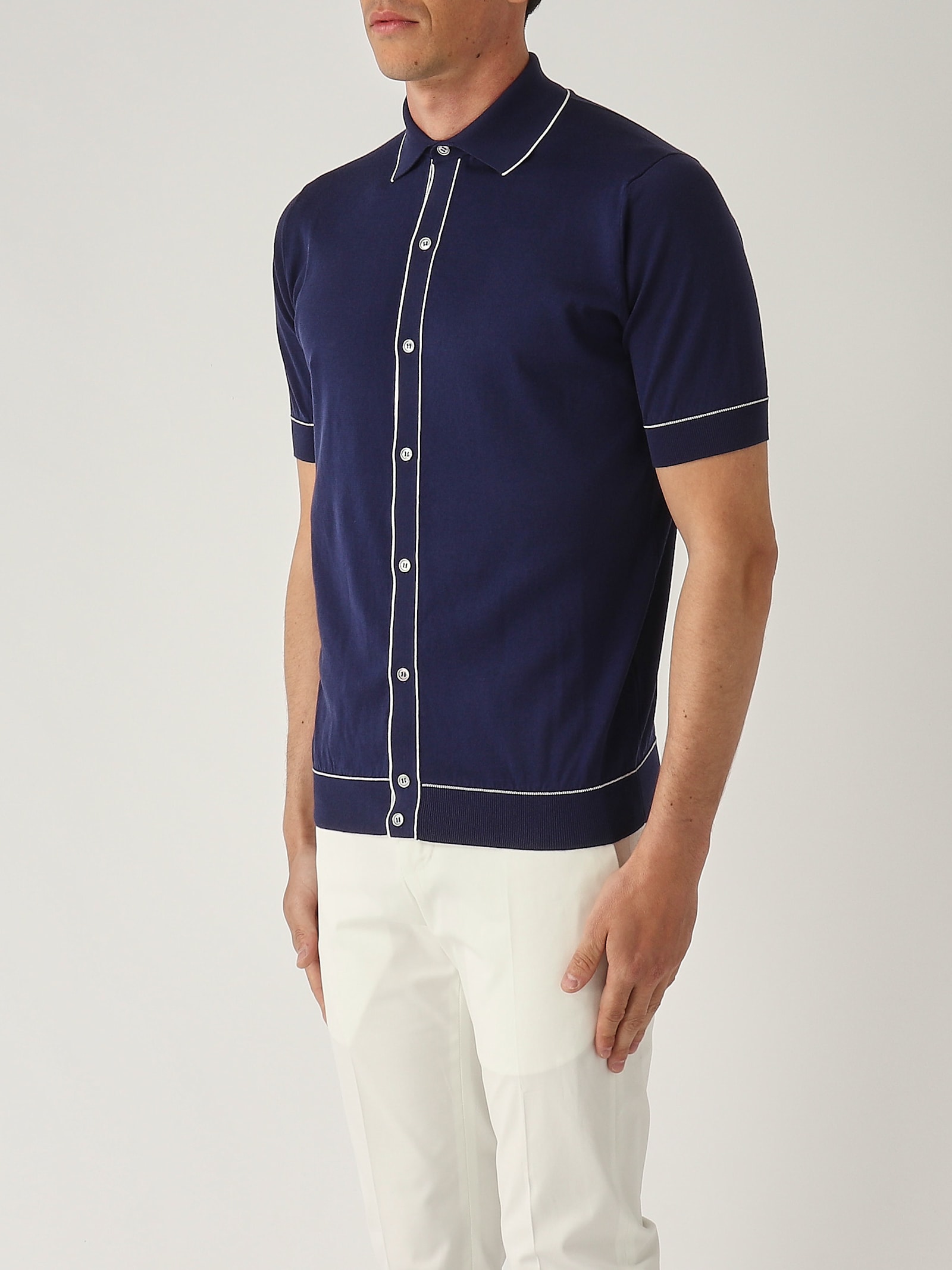 Filippo De Laurentiis Camicia M/c In Cotone Superlight Shirt In Blue