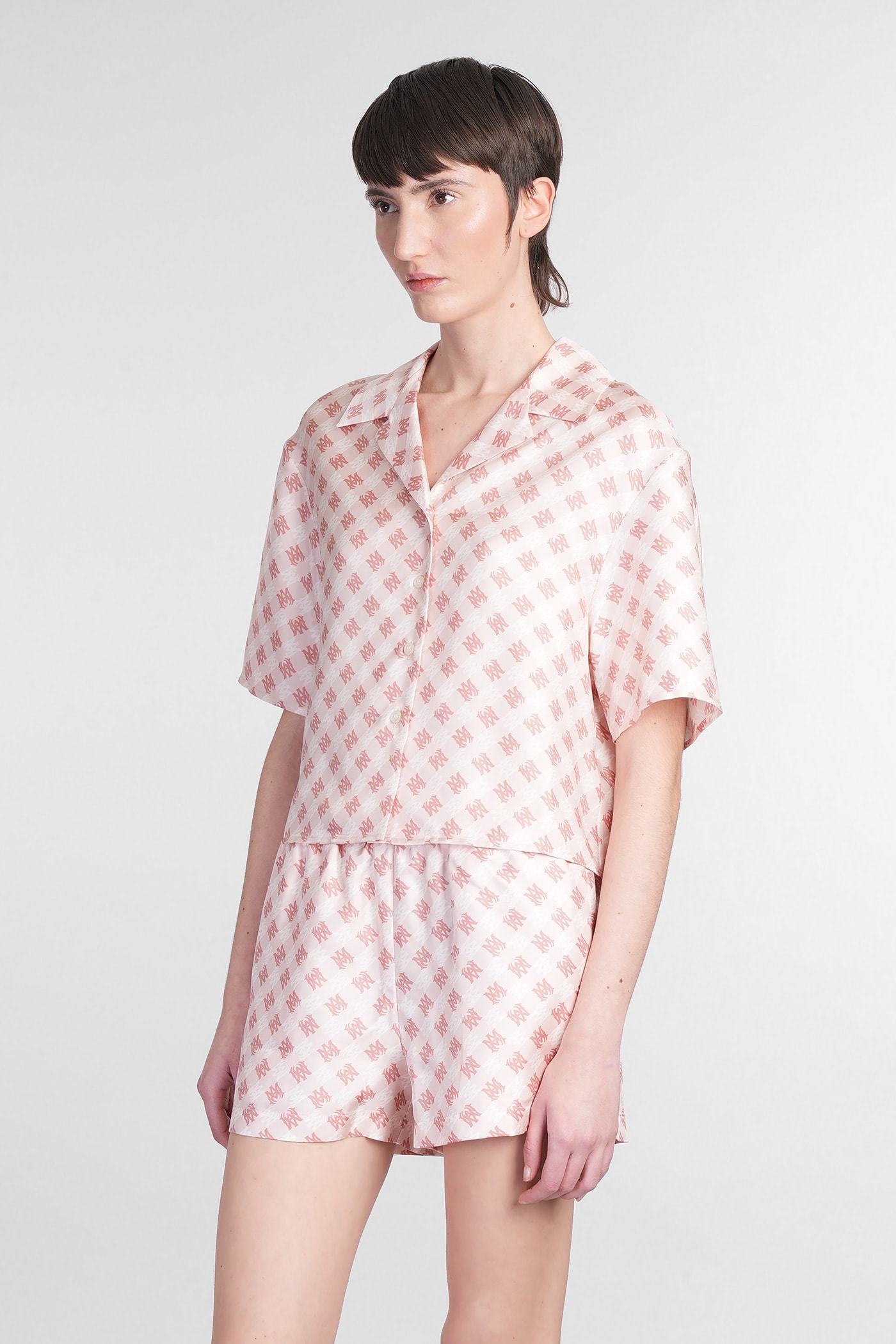 Amiri Shirt In Rose-pink Silk In Rose-pink