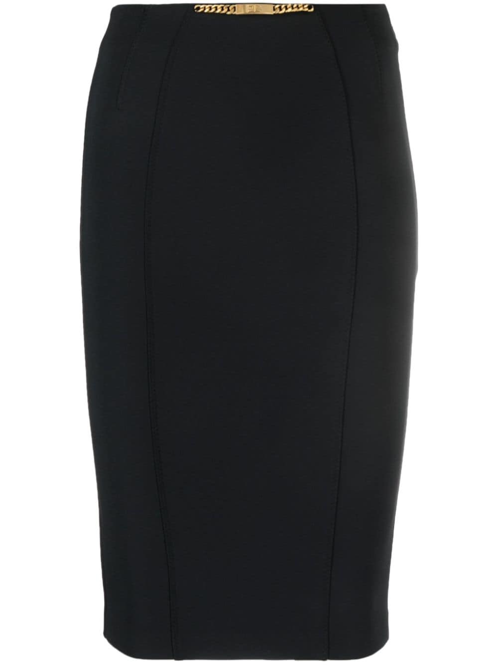 Shop Elisabetta Franchi Pencil Midi Skirt In Black