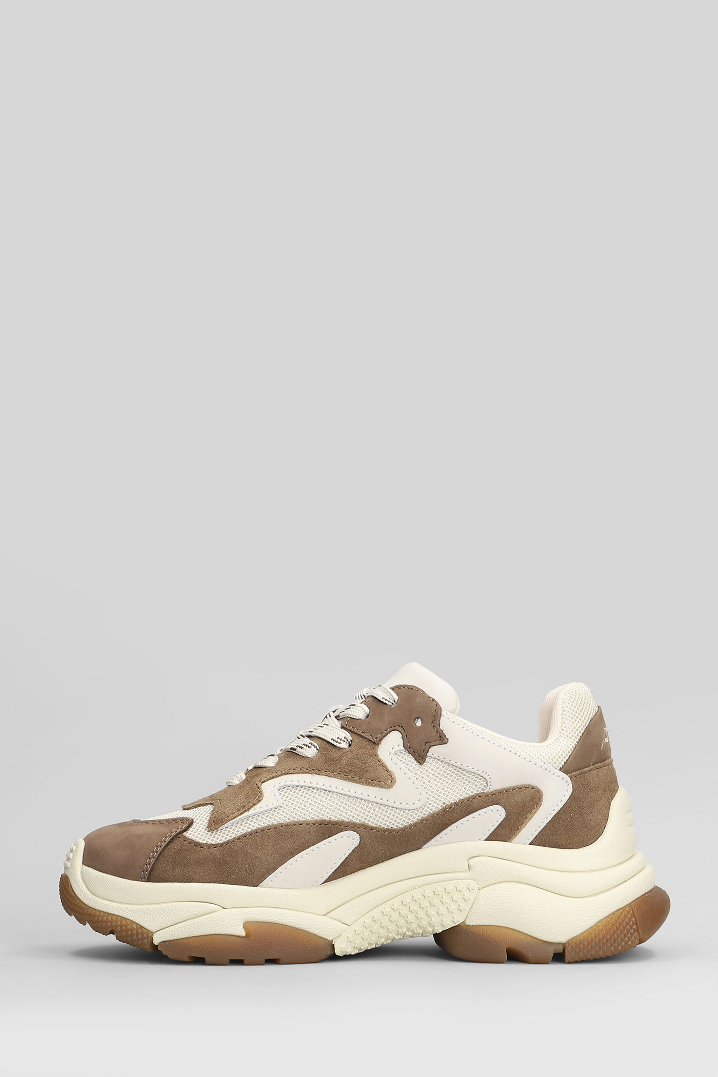 Ash Addict Sneakers In Taupe Suede And Fabric In Brown