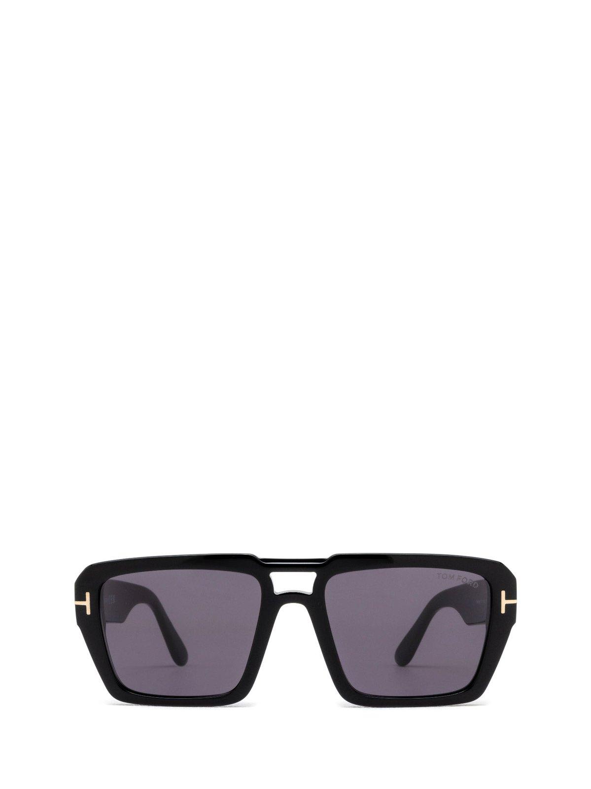 Tom Ford Redford Square Frame Sunglasses In 5601a - Nero Lucido / Fumo
