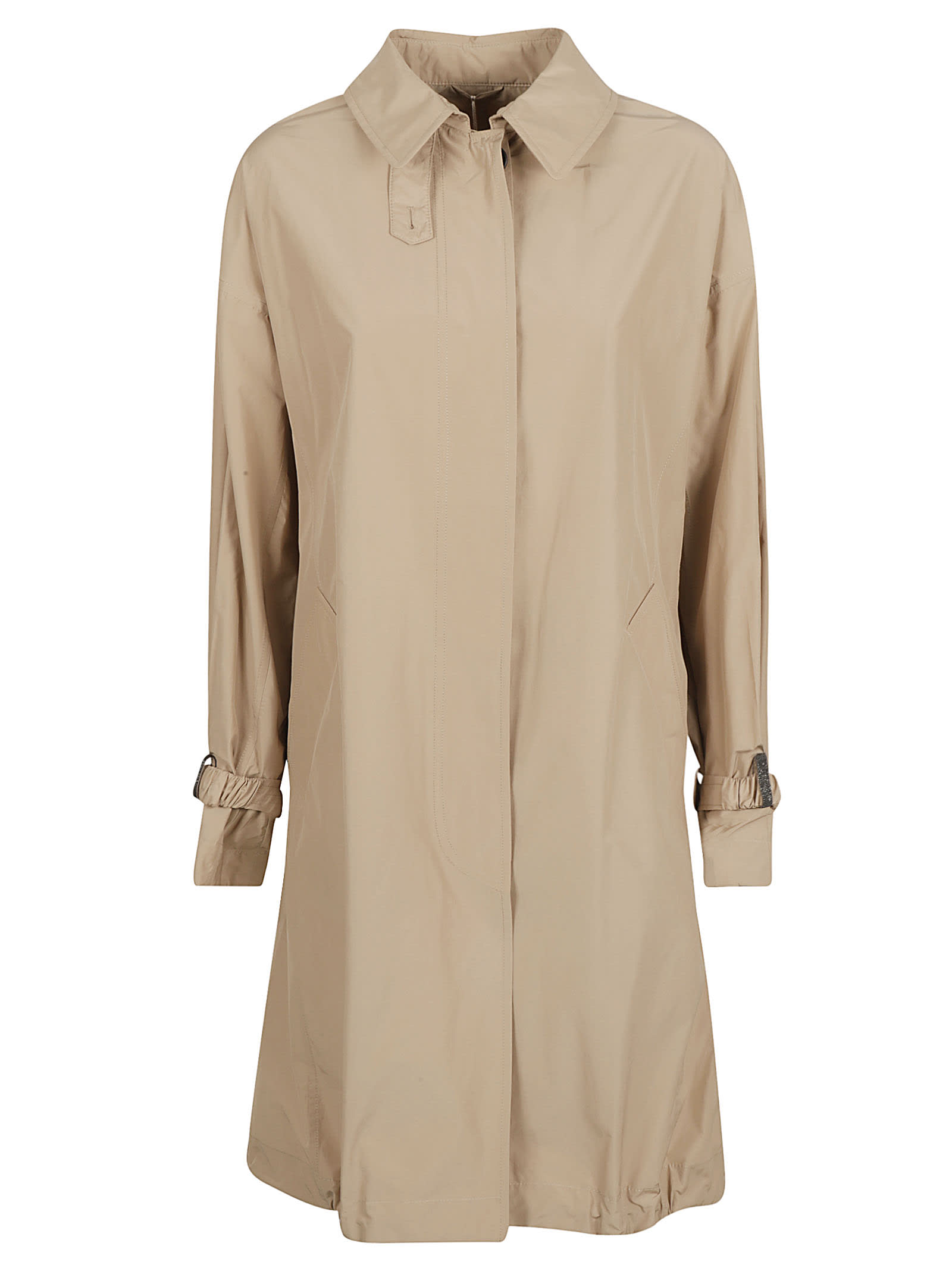 Shop Brunello Cucinelli Concealed Buttons Plain Raincoat In Hazel