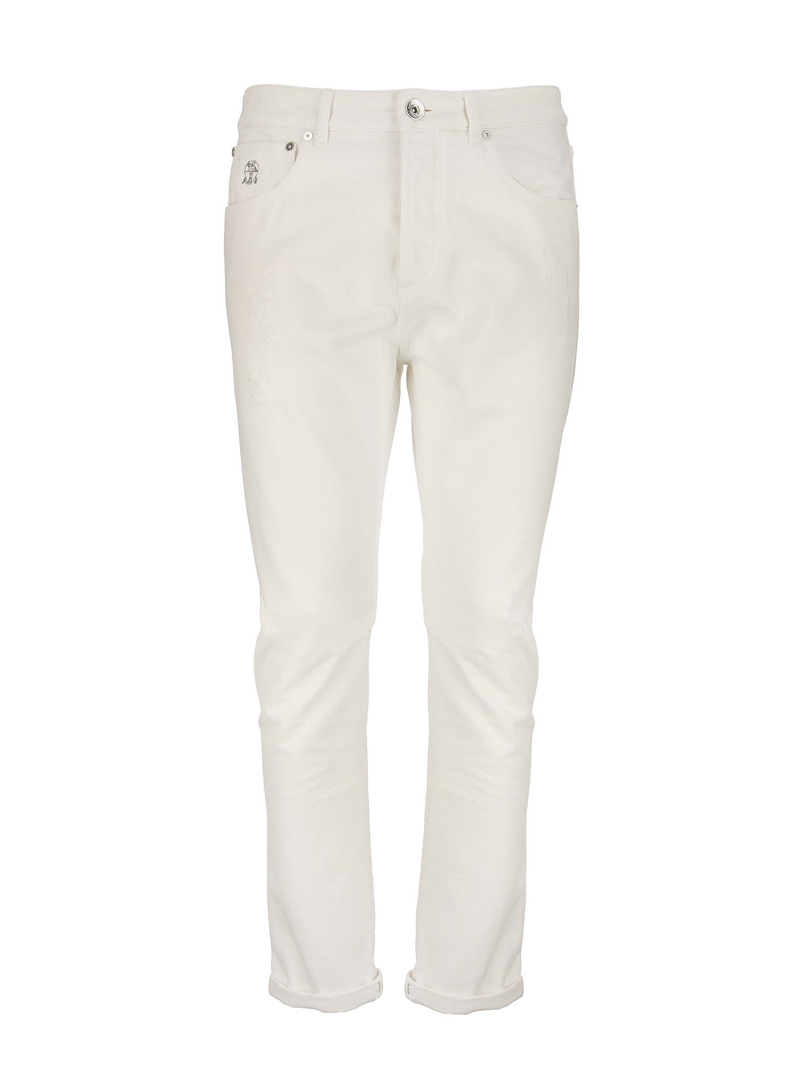 Brunello Cucinelli Garment-dyed Traditional Fit Five-pocket Trousers In Slubbed Cotton Denim