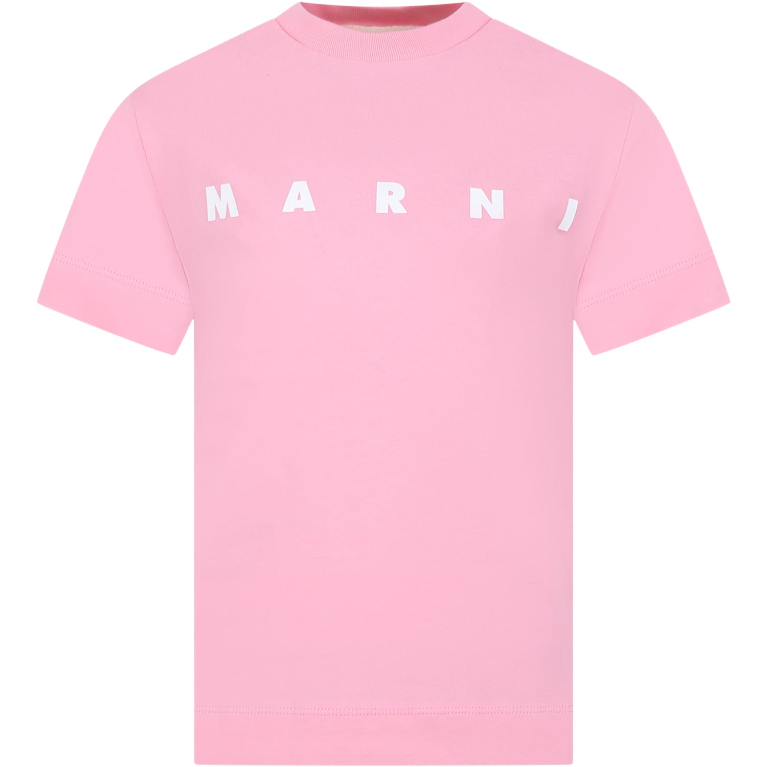MARNI PINK T-SHIRT FOR GIRL WITH LOGO