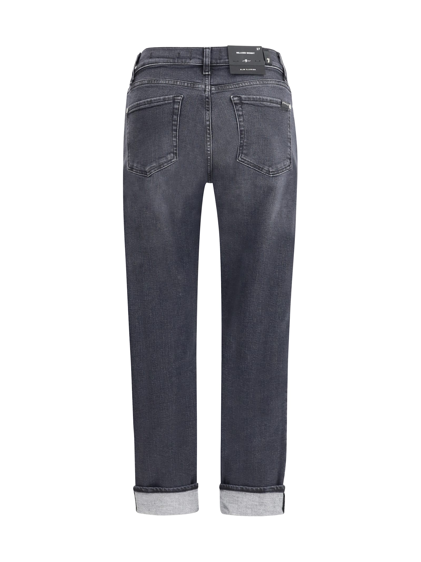 7 For All Mankind Relaxed Skinny Slim Illusion Jeans In Black