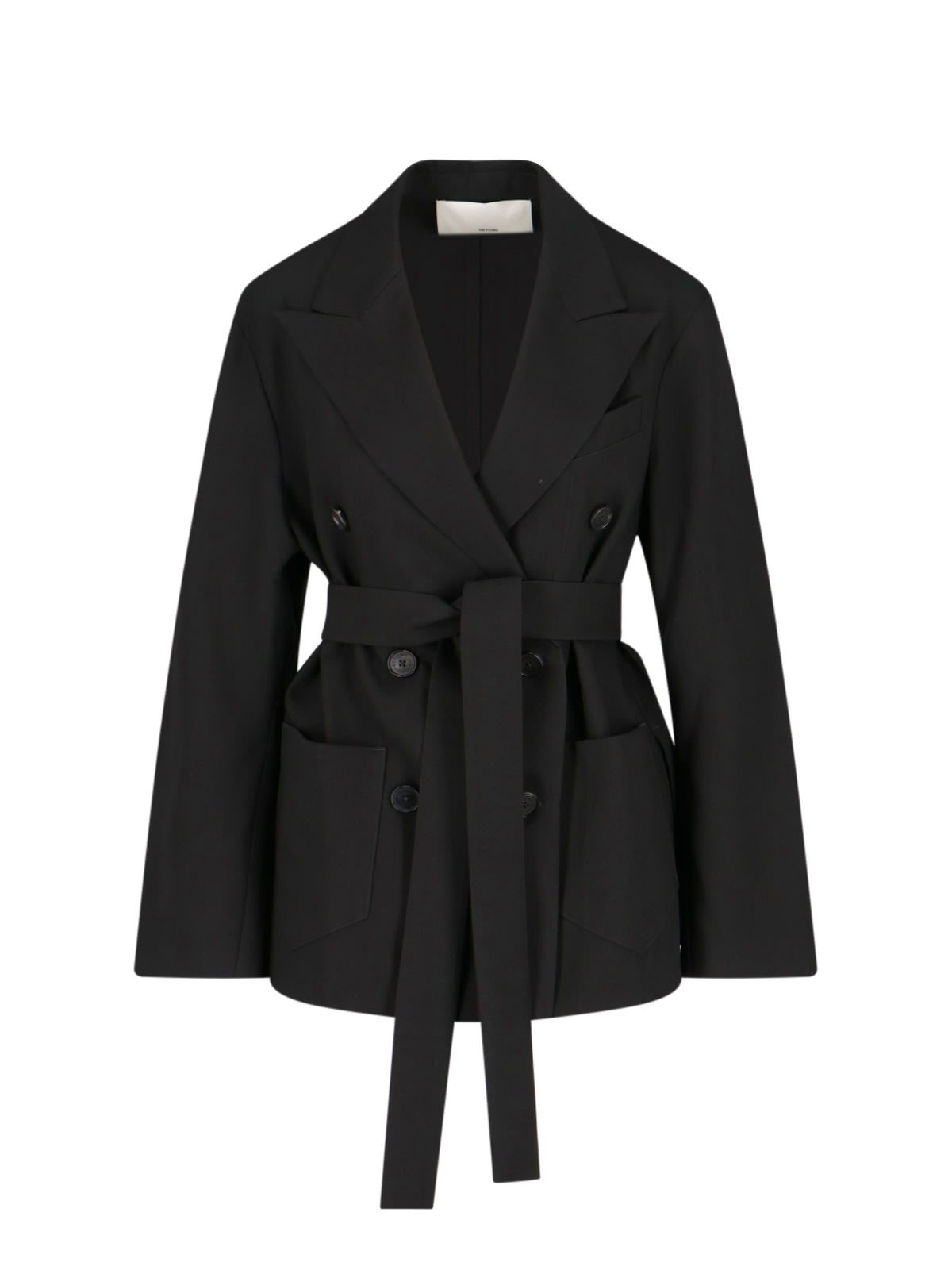 Setchu Tailored Black Jacket With Classic Collar And Streamlined Silhouette In Black