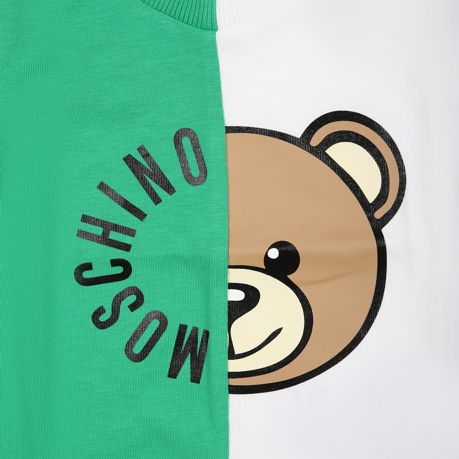 Shop Moschino Green T-shirt For Babies With Teddy Bear And Logo