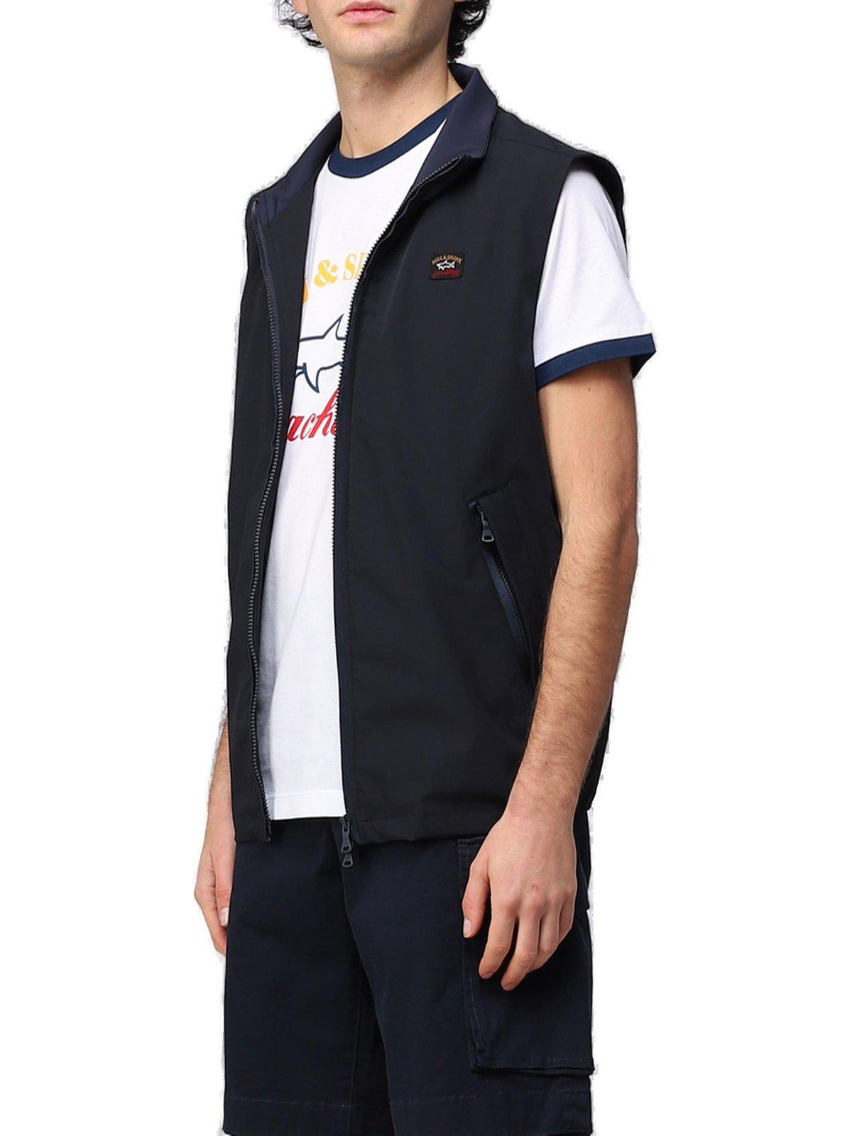 Shop Paul&amp;shark Logo Patch Zipped Gilet Paul&shark In Black