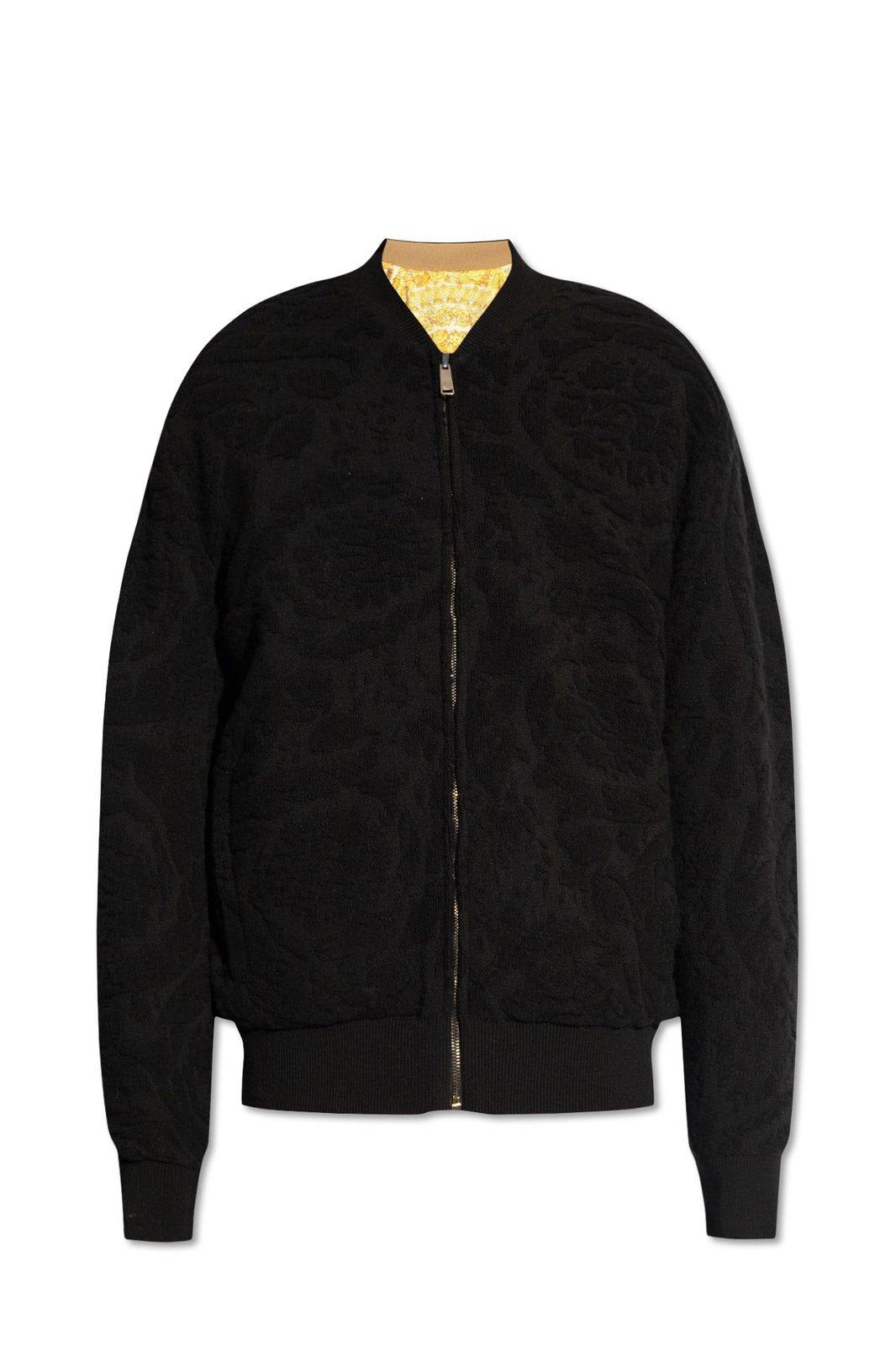 Shop Versace Reversible Bomber Jacket In Black