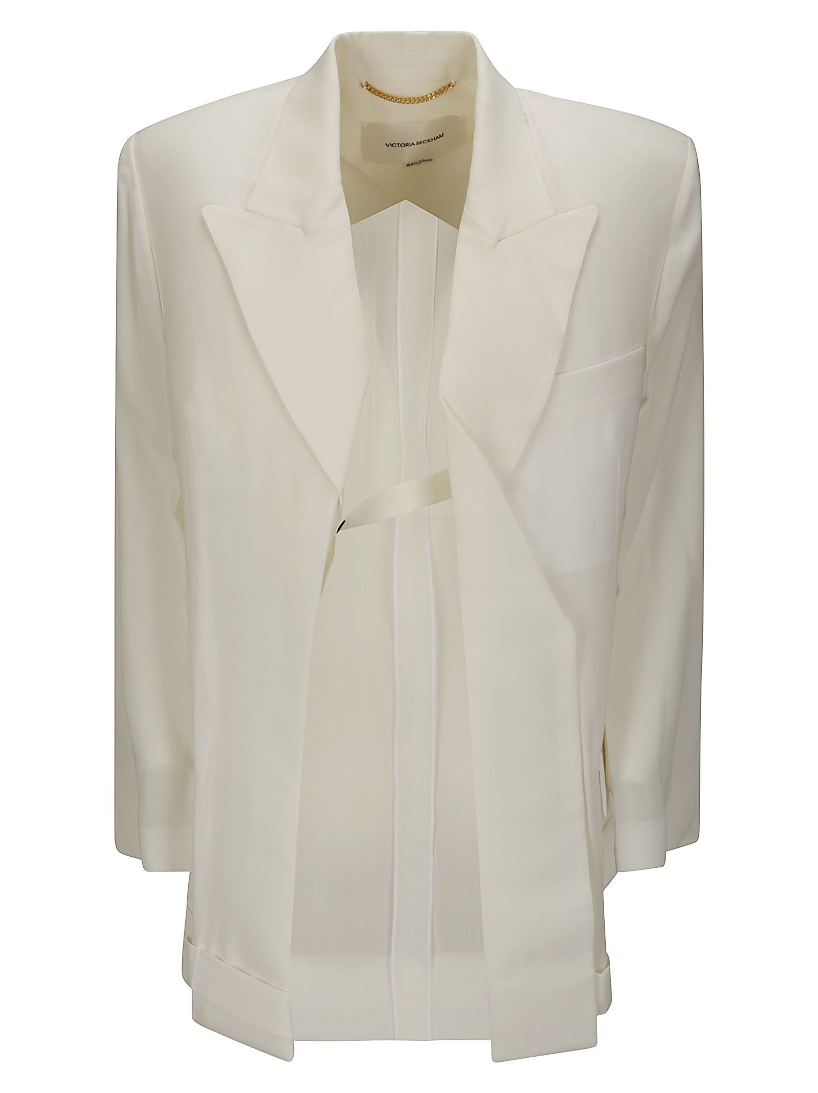 Shop Victoria Beckham Fold Detail Tailored Jacket In White