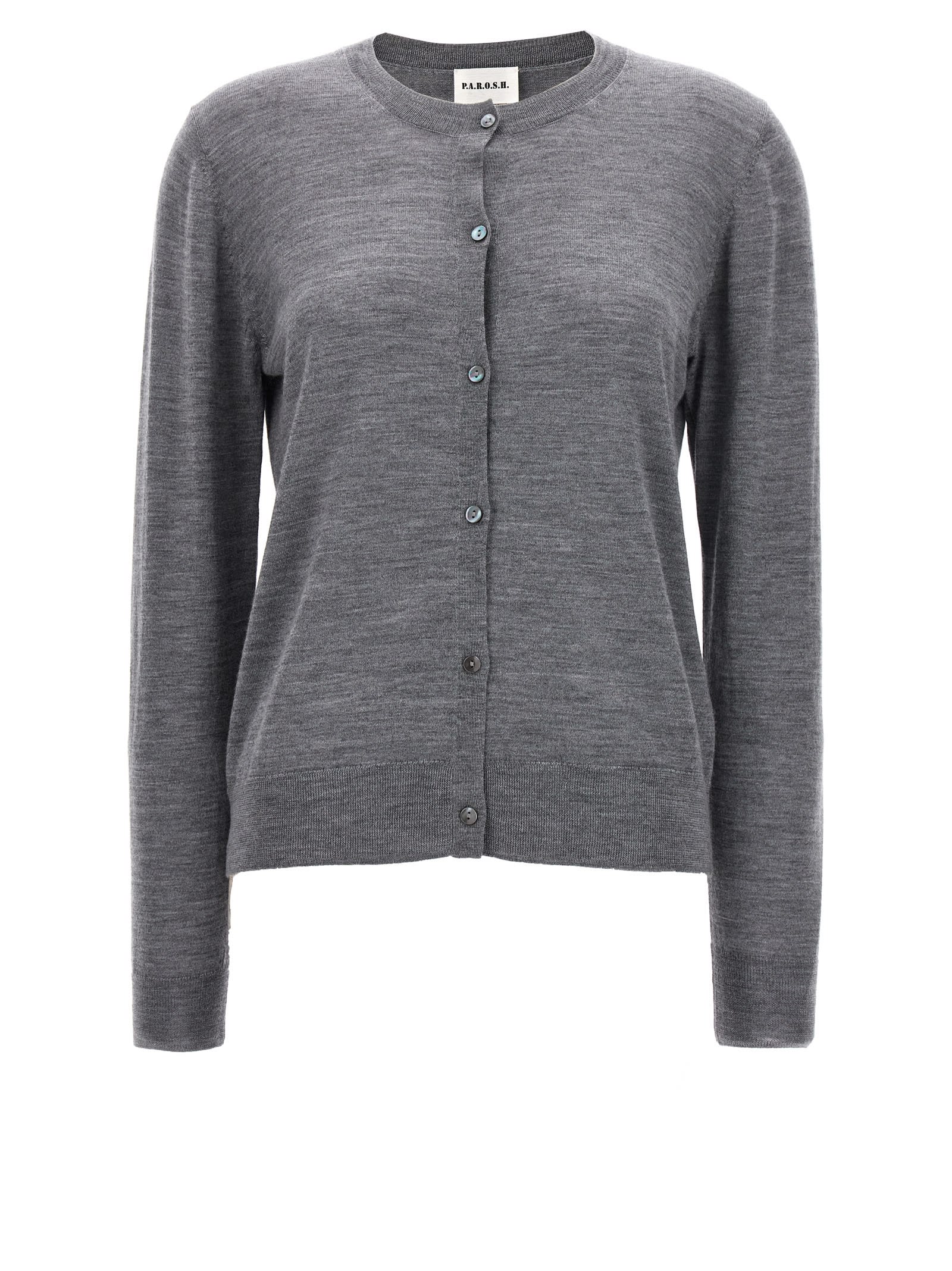Shop P.a.r.o.s.h Wool Blend Cardigan In Gray