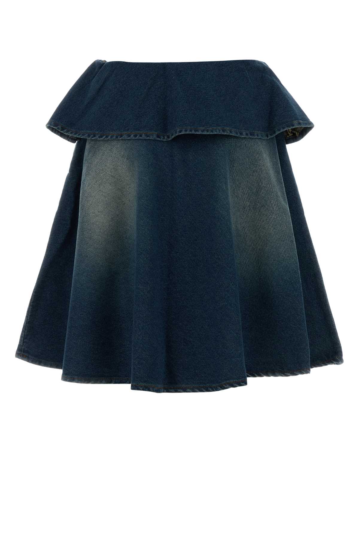 Gimaguas Flared Layered Denim Mini Skirt In Blue