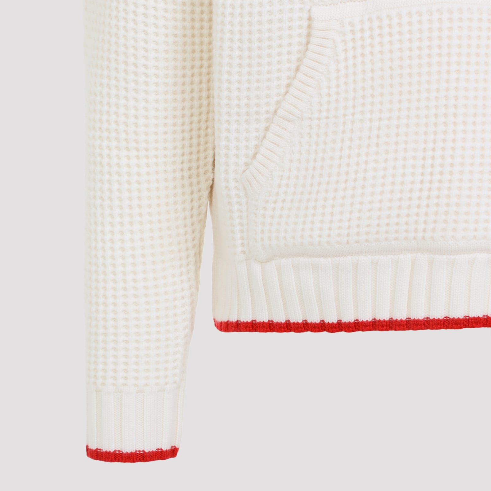 Casablanca Waffle Knitted Hooded Sweatshirt In White