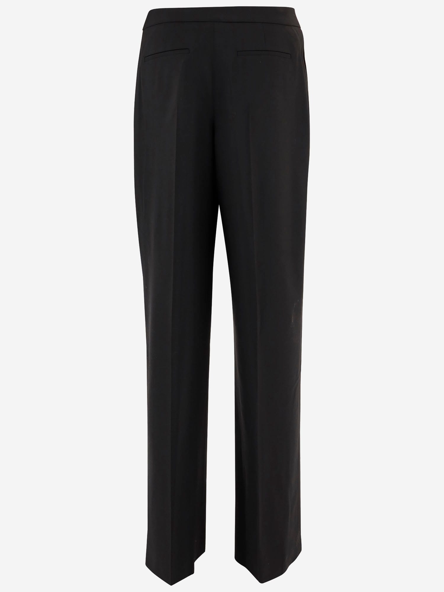 Tory Burch Wide Leg Wool Trousers Featuring Pleats In Black