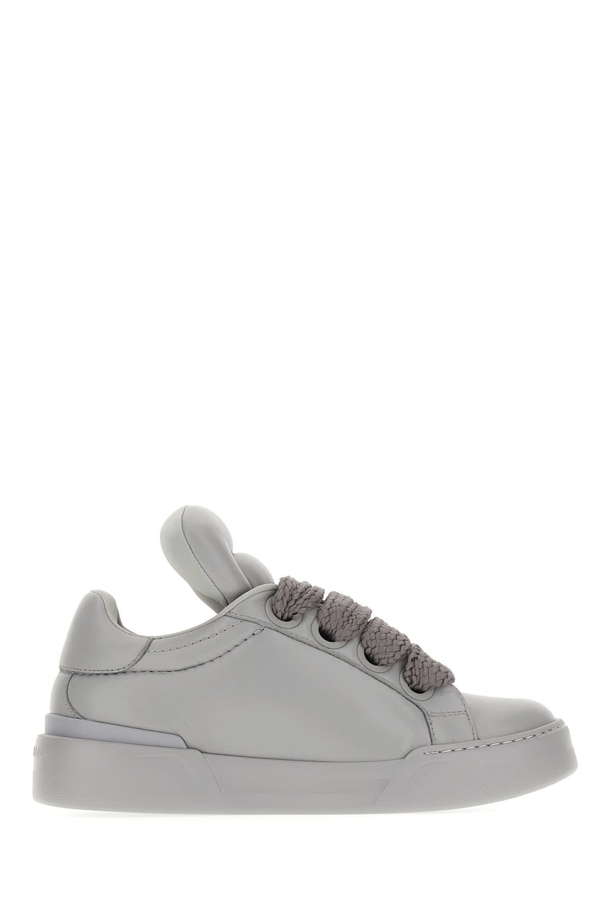 Shop Dolce & Gabbana Grey Nappa Leather Mega Skate Sneakers In 80753