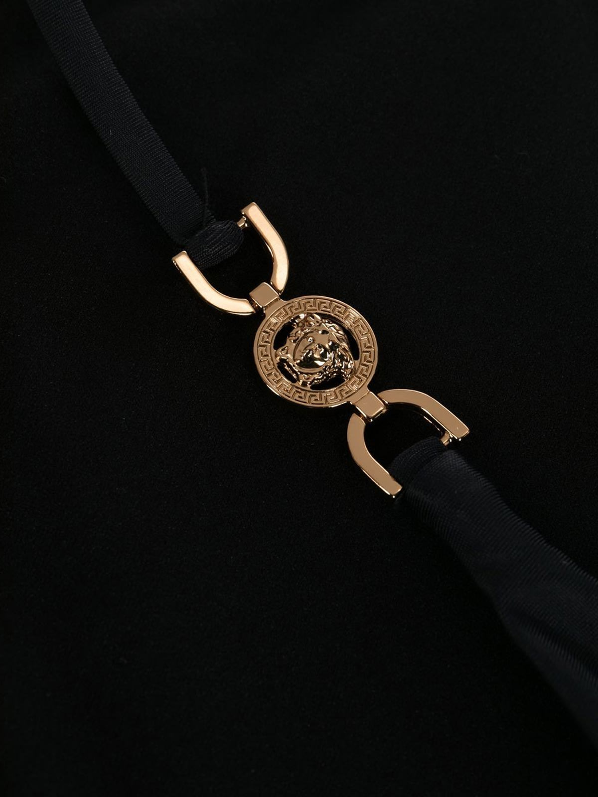 Shop Versace Lycra Greek Chain Slip Costume In Black
