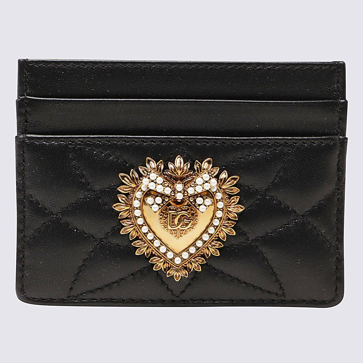 Shop Dolce & Gabbana Black Leather Devotion Cardholder