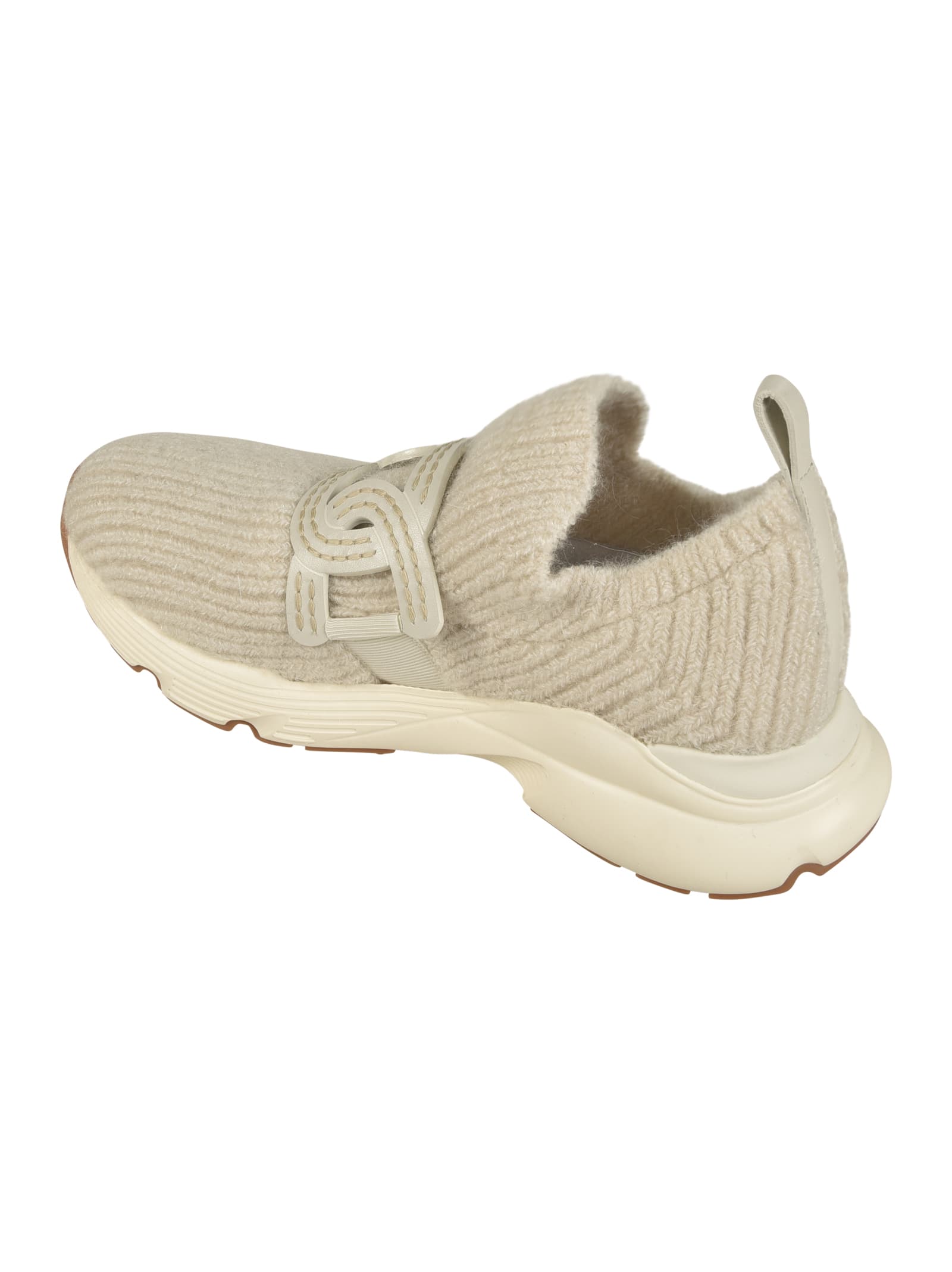 Shop Tod's Ribbed Knit Sneakers In White