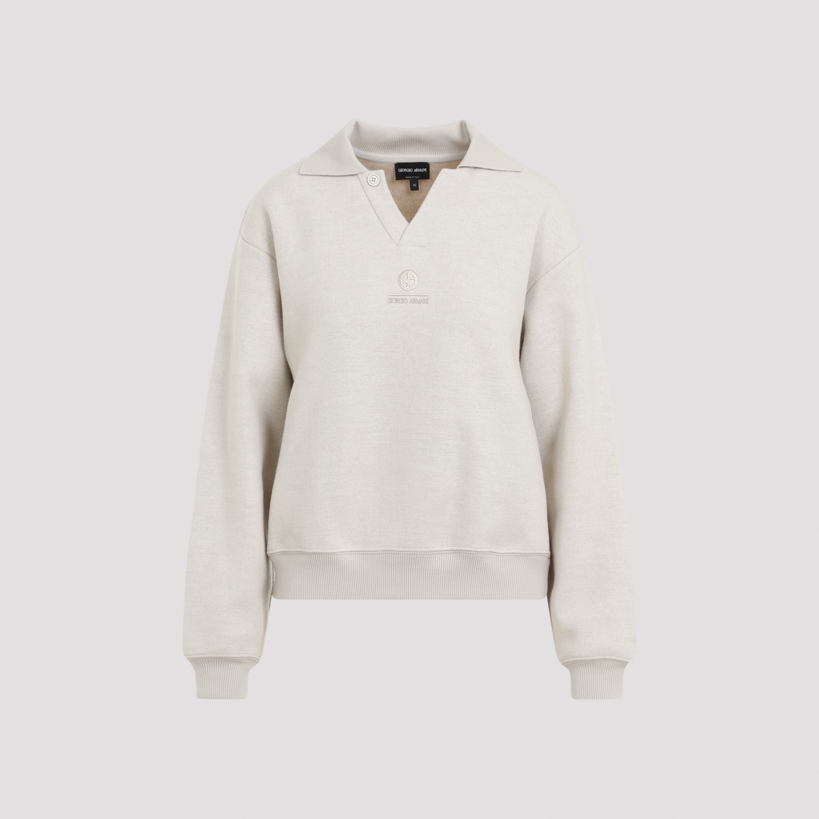 Shop Giorgio Armani Cashmere Polo Sweatshirt In Vapore