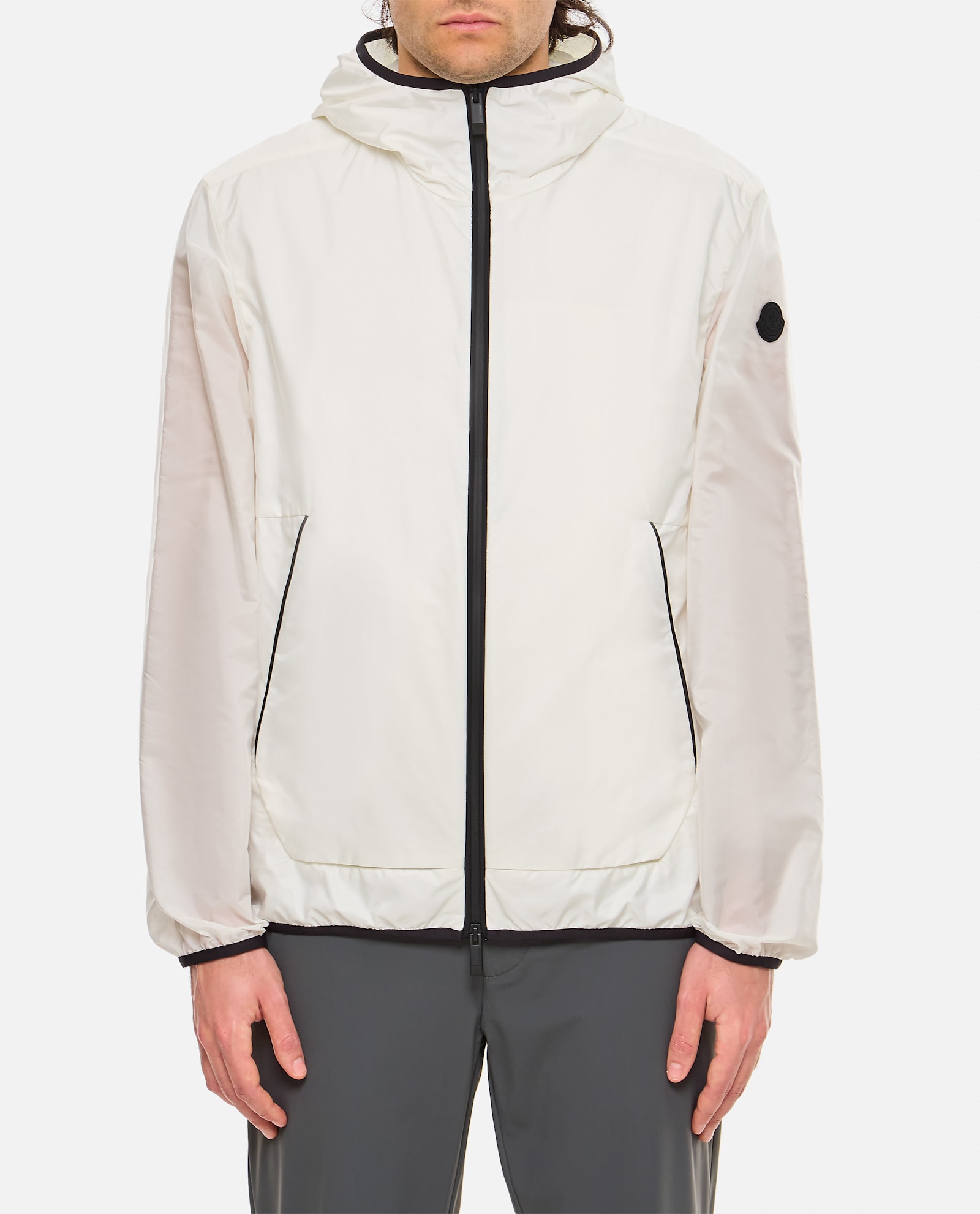 Moncler White Grainer Hooded Windbreaker Jacket In White