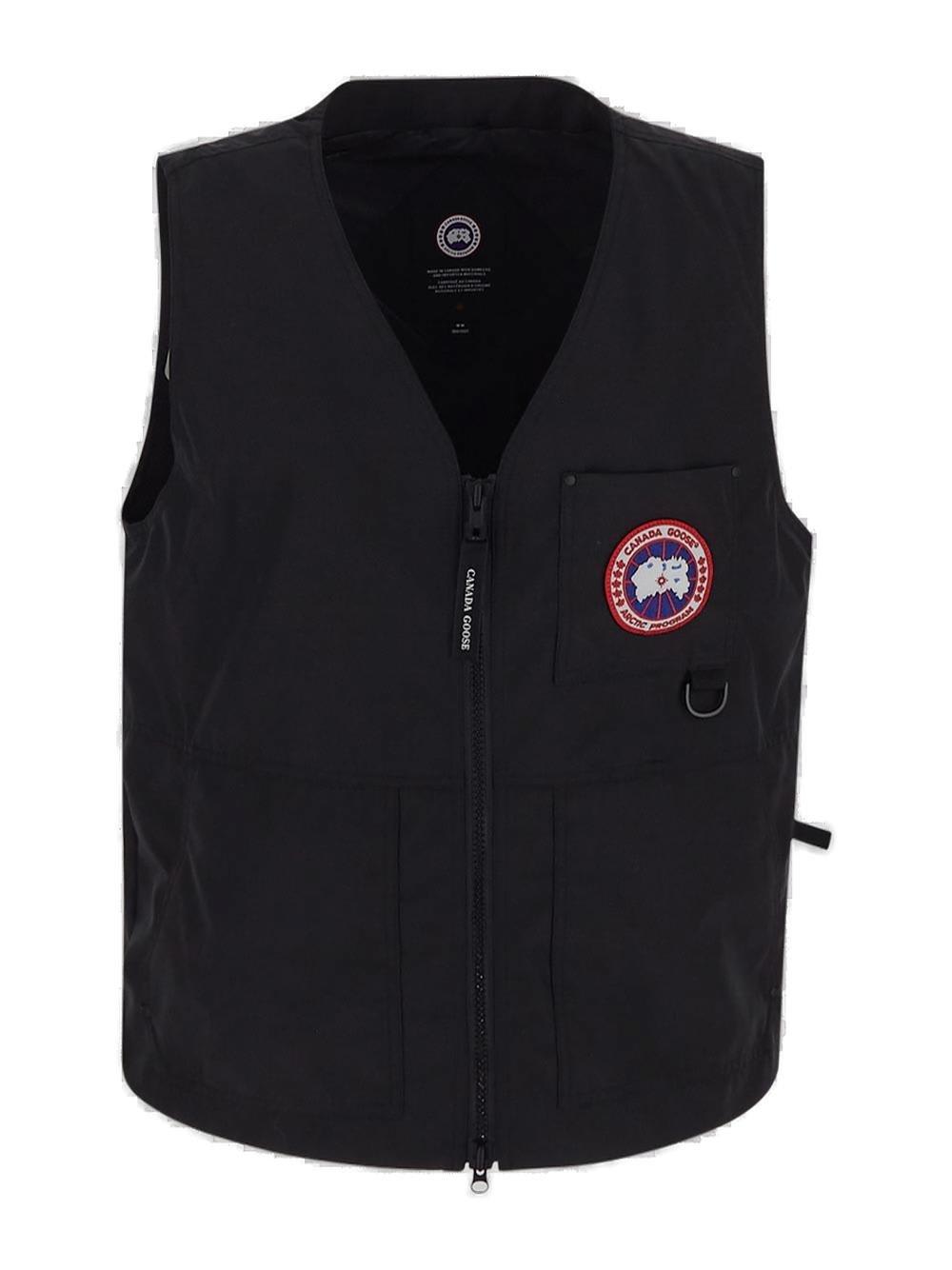 Shop Canada Goose Logo Patch Zipped Vest In Nero
