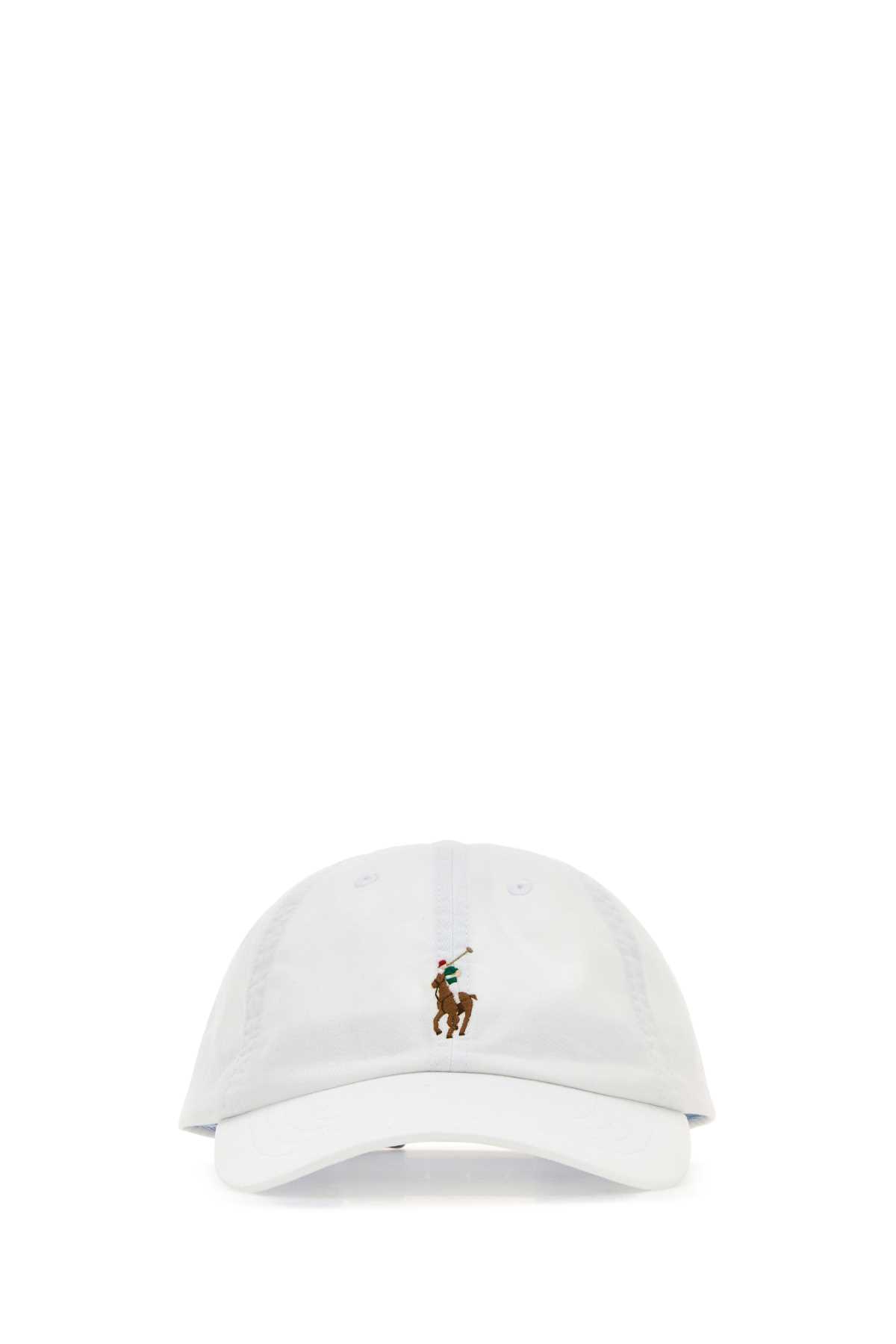 Shop Polo Ralph Lauren White Stretch Cotton Baseball Cap In Deckwashwhite