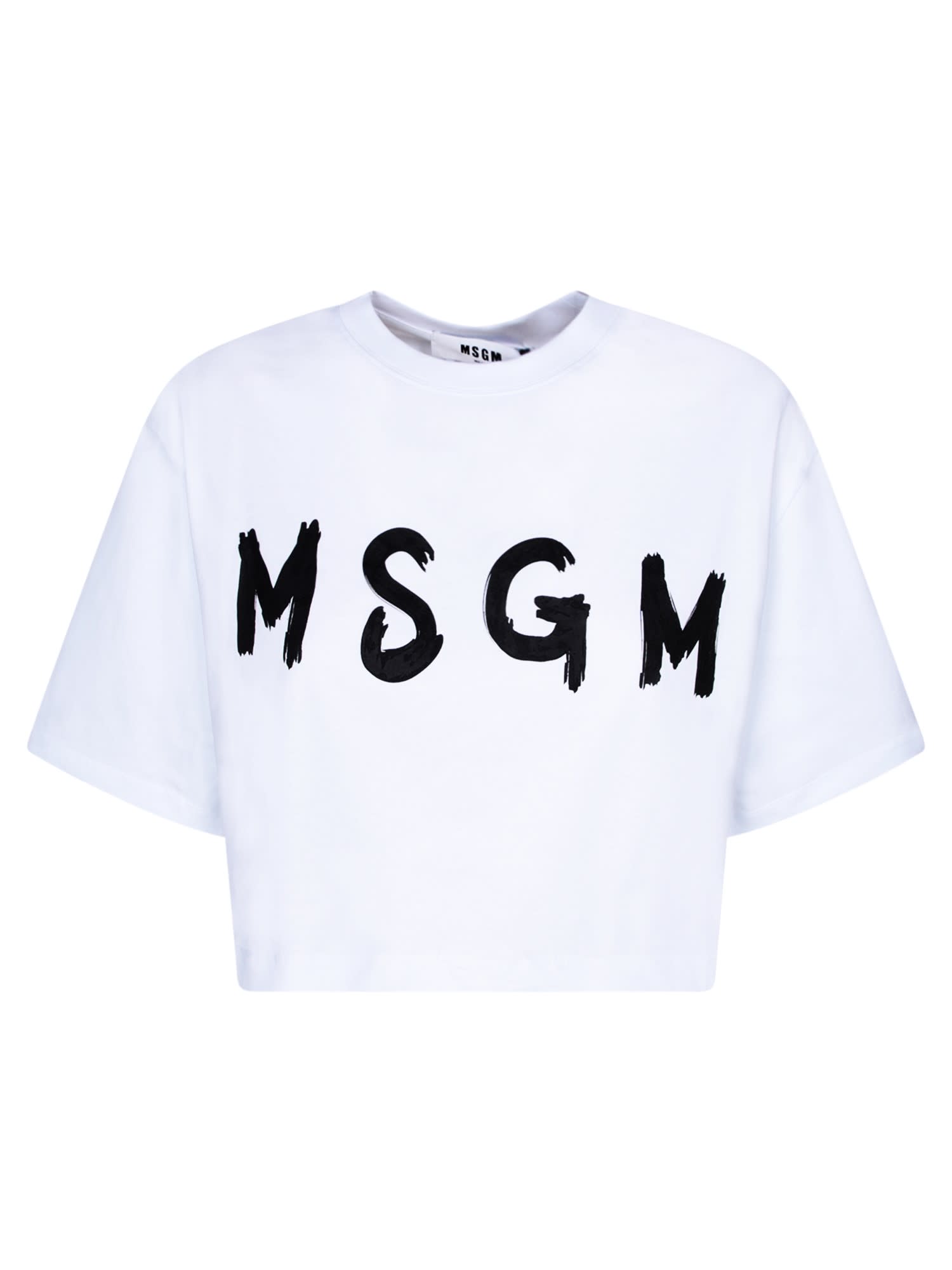 Shop Msgm Graffiti Logo White T-shirt