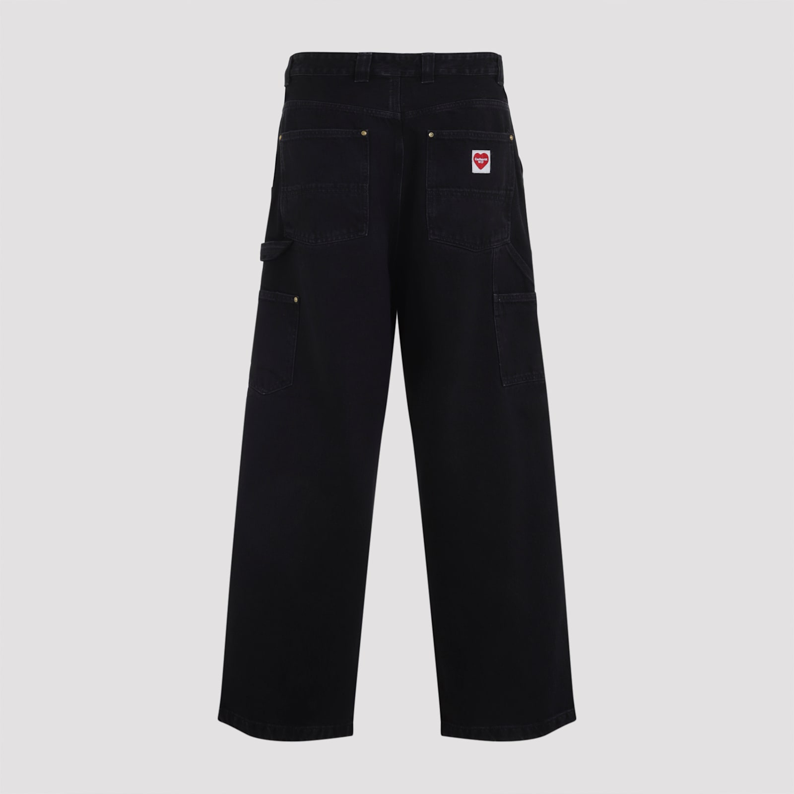 Carhartt Relaxed Straight-leg Jeans With Utility Pockets And Rivet Details In Black