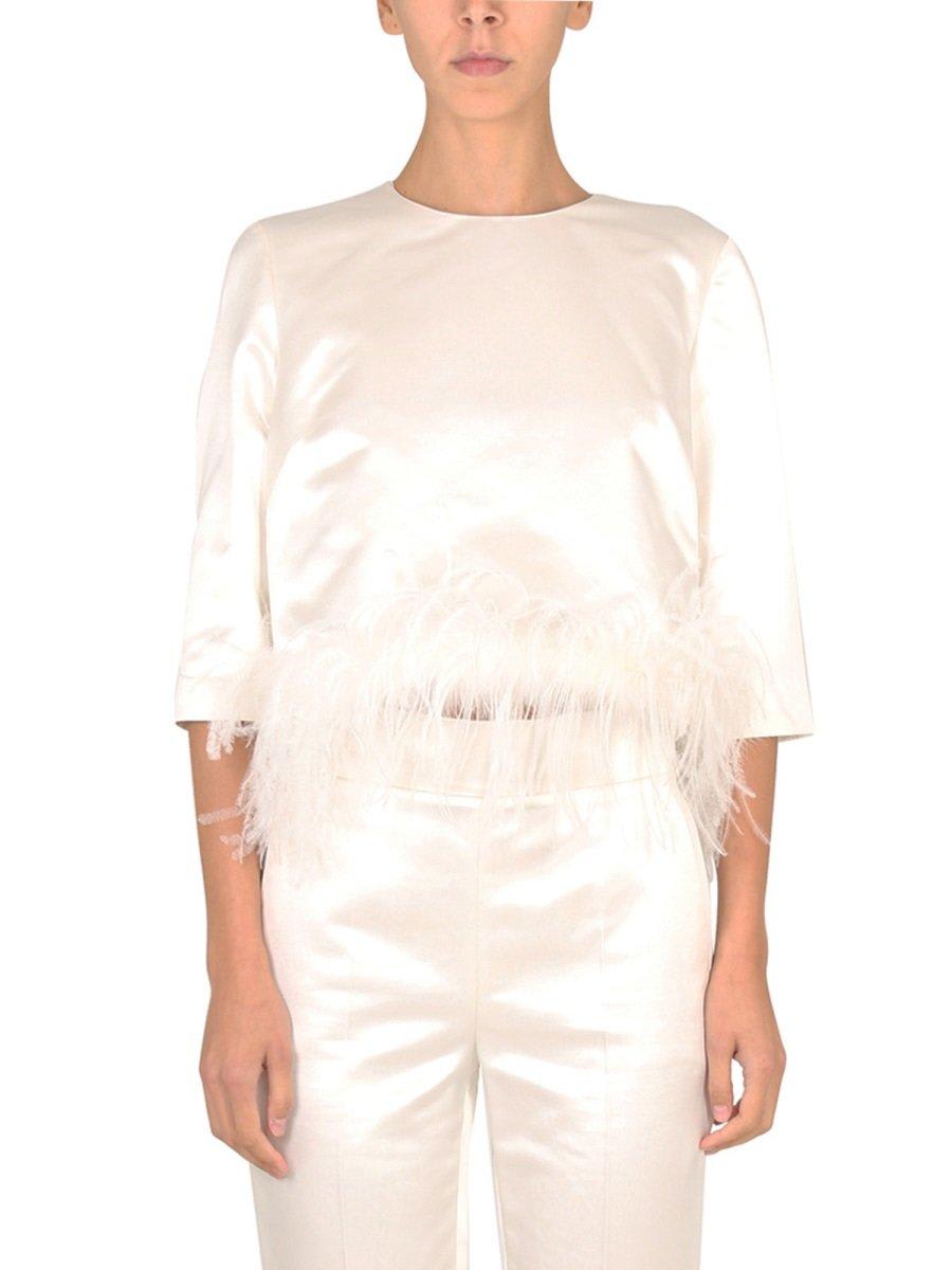 Shop Max Mara Cerwneck Cropped Top In White