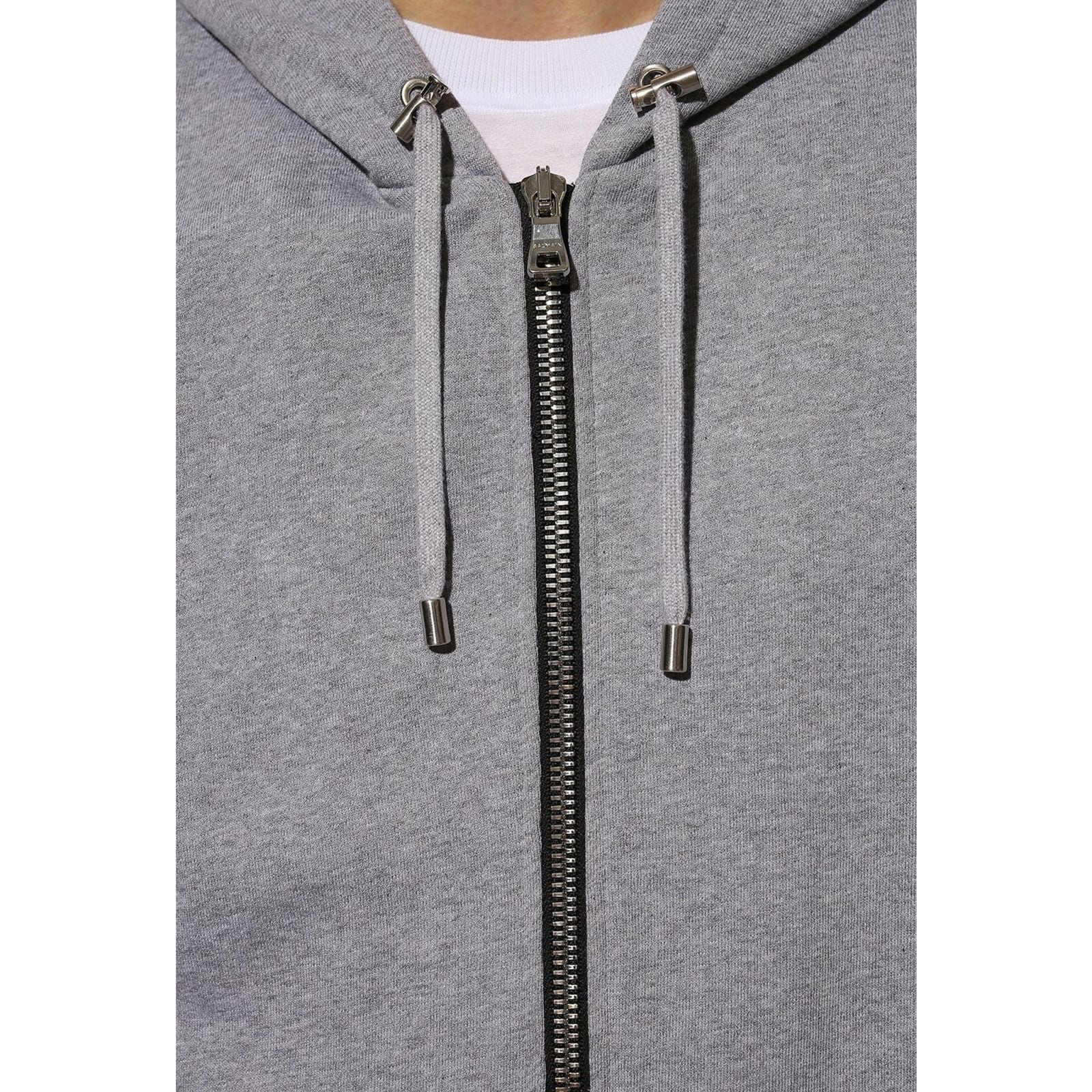 Shop Balmain Logo Hooded Sweatshirt In Gray