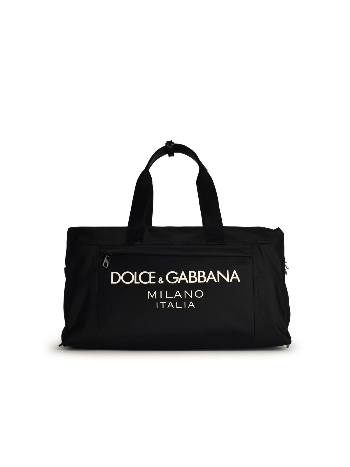 Shop Dolce & Gabbana Black Nylon Duffel Bag In Green