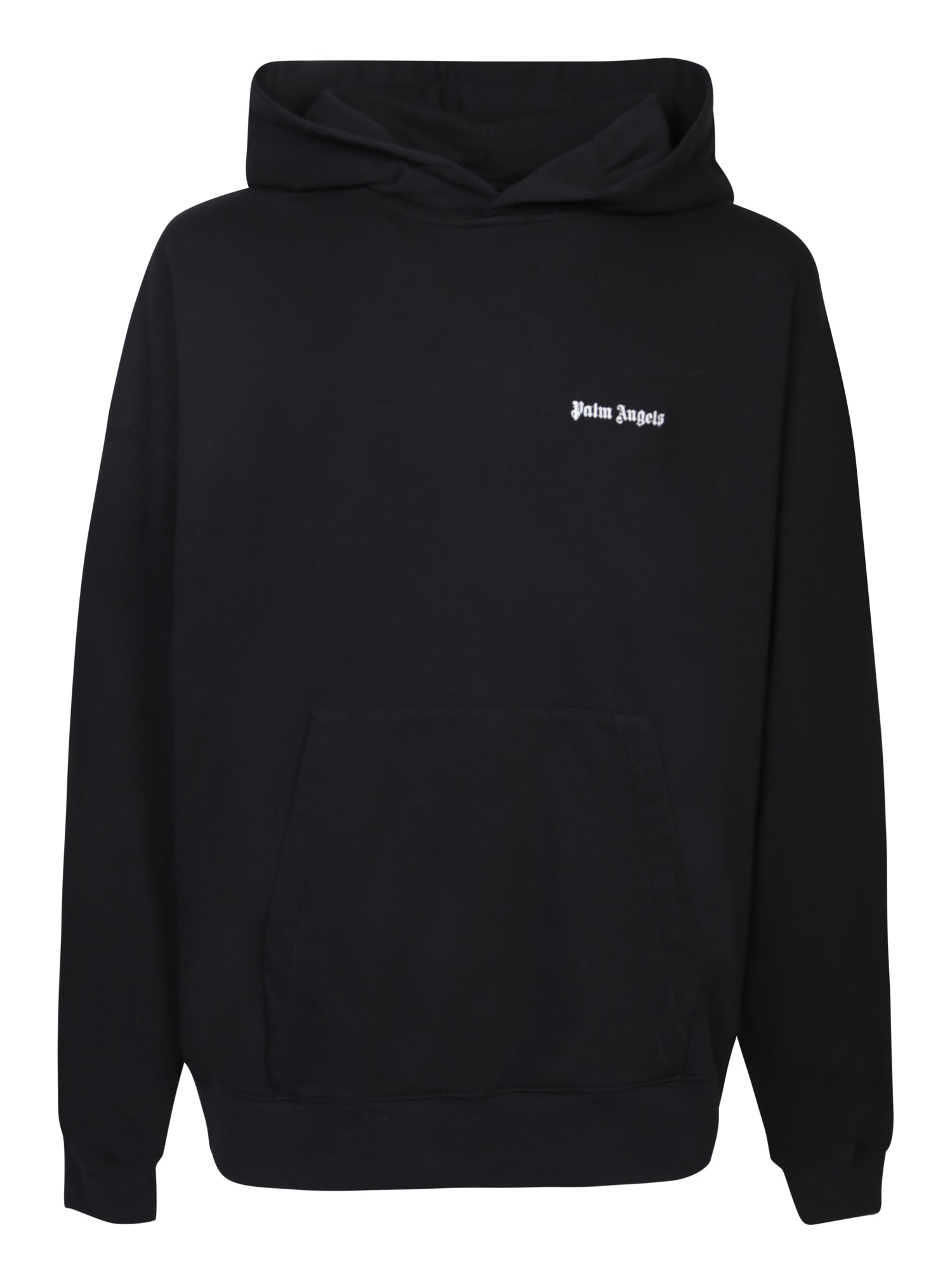 Shop Palm Angels Embroidered Logo Hoodie In Black