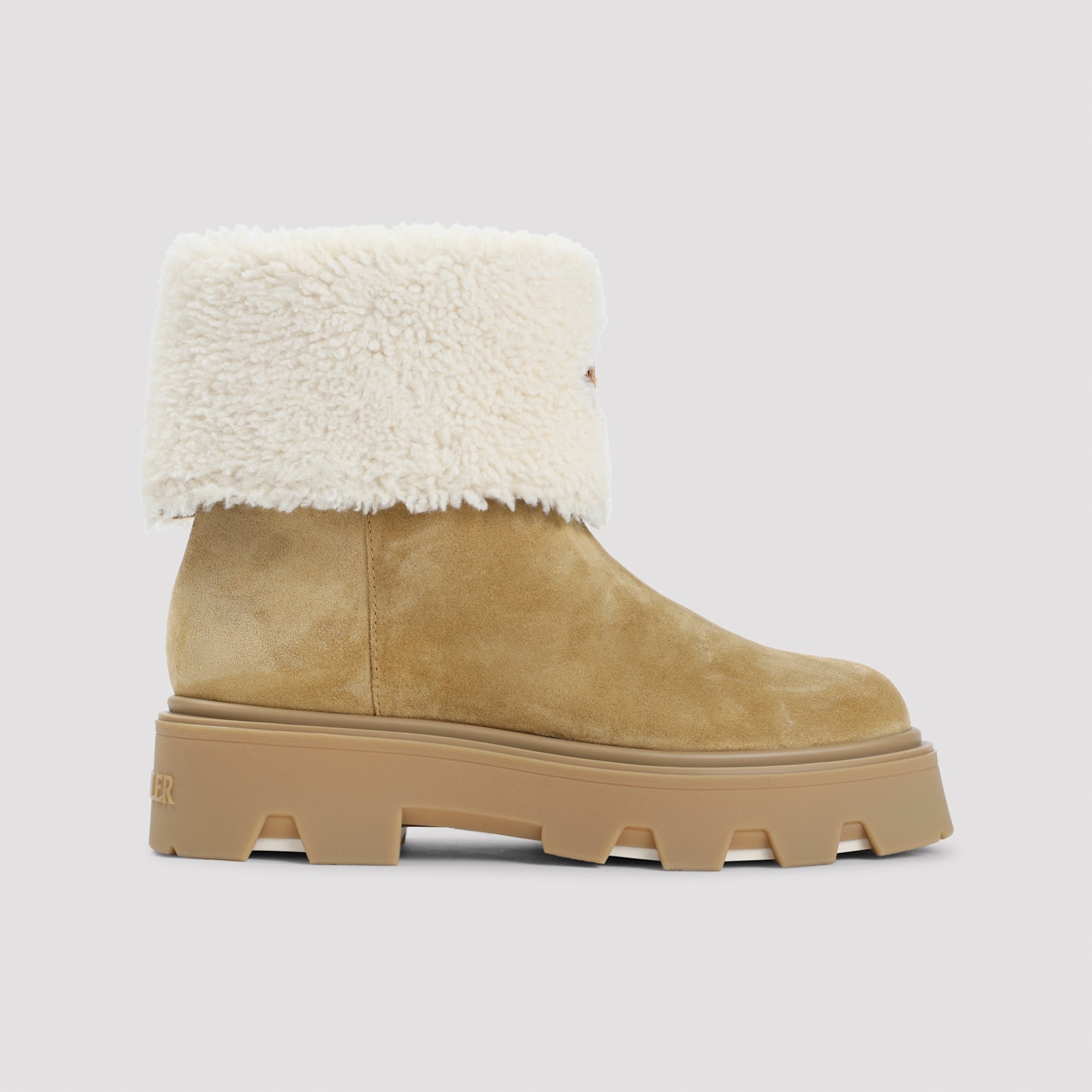 Moncler Petit Aurea Mid Suede Boots In Brown