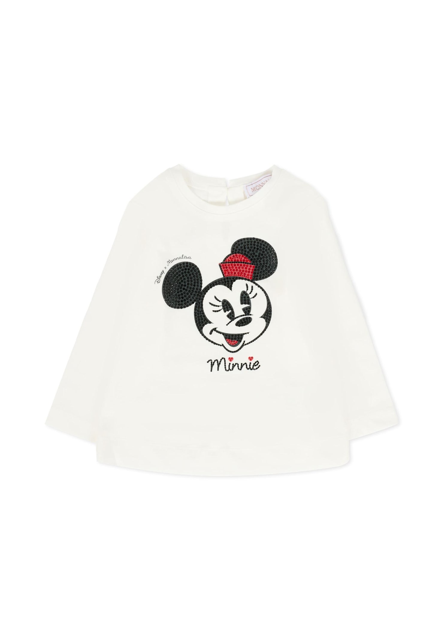 Monnalisa Ivory T-shirt For Baby Girl With Minnie In White