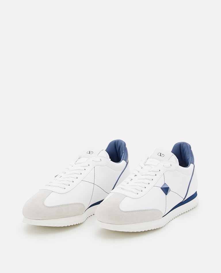Valentino Stud Sneakers In Leather And Nappa In White
