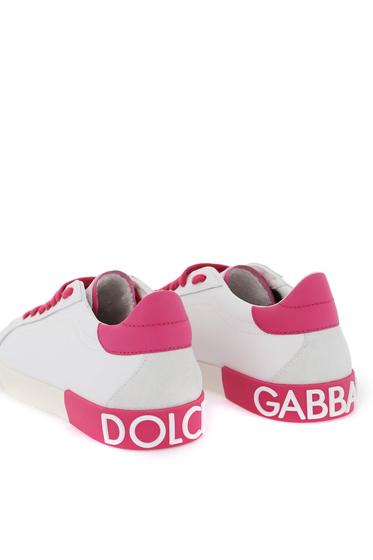 Shop Dolce & Gabbana Leather Portofino Sneakers In Bianco