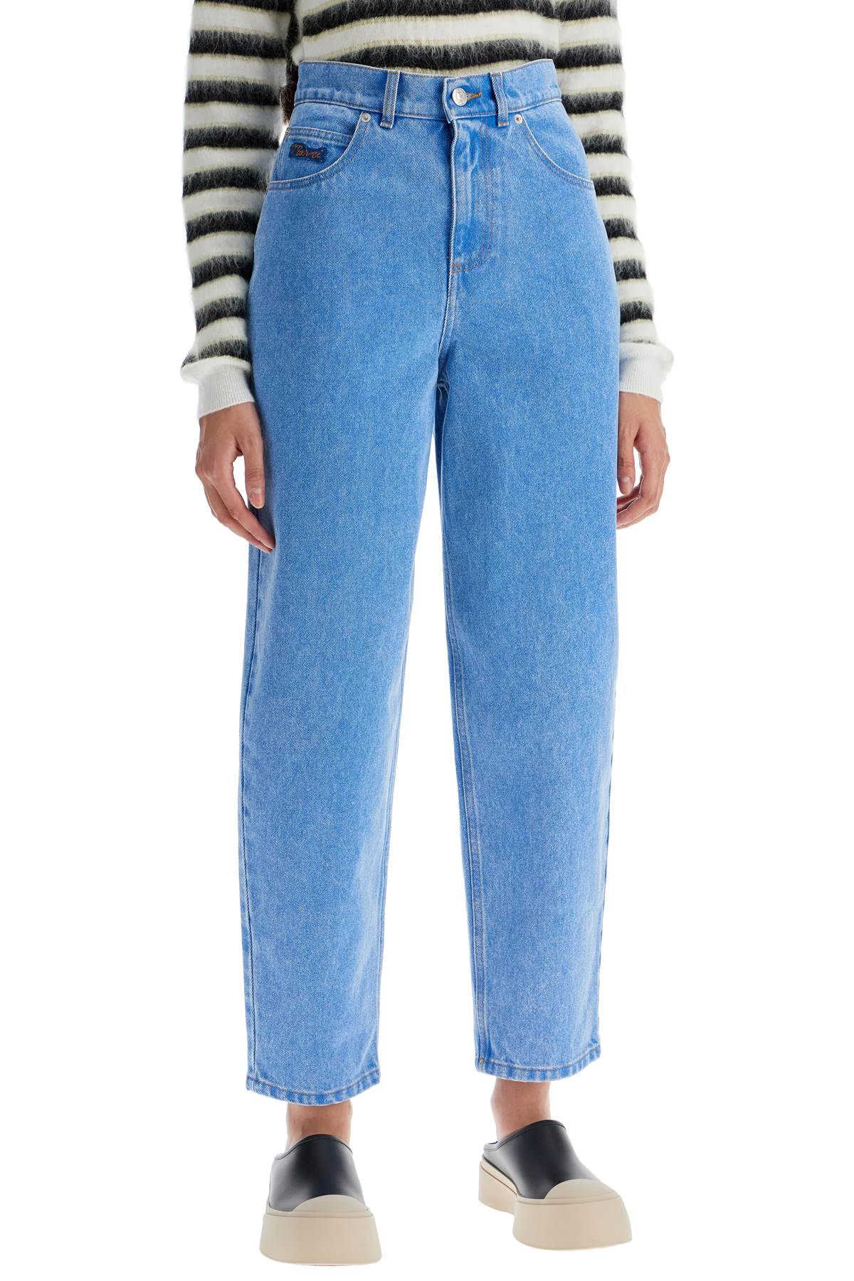 Shop Marni Organic Denim Cropped Jeans In In Cobalt (blue)